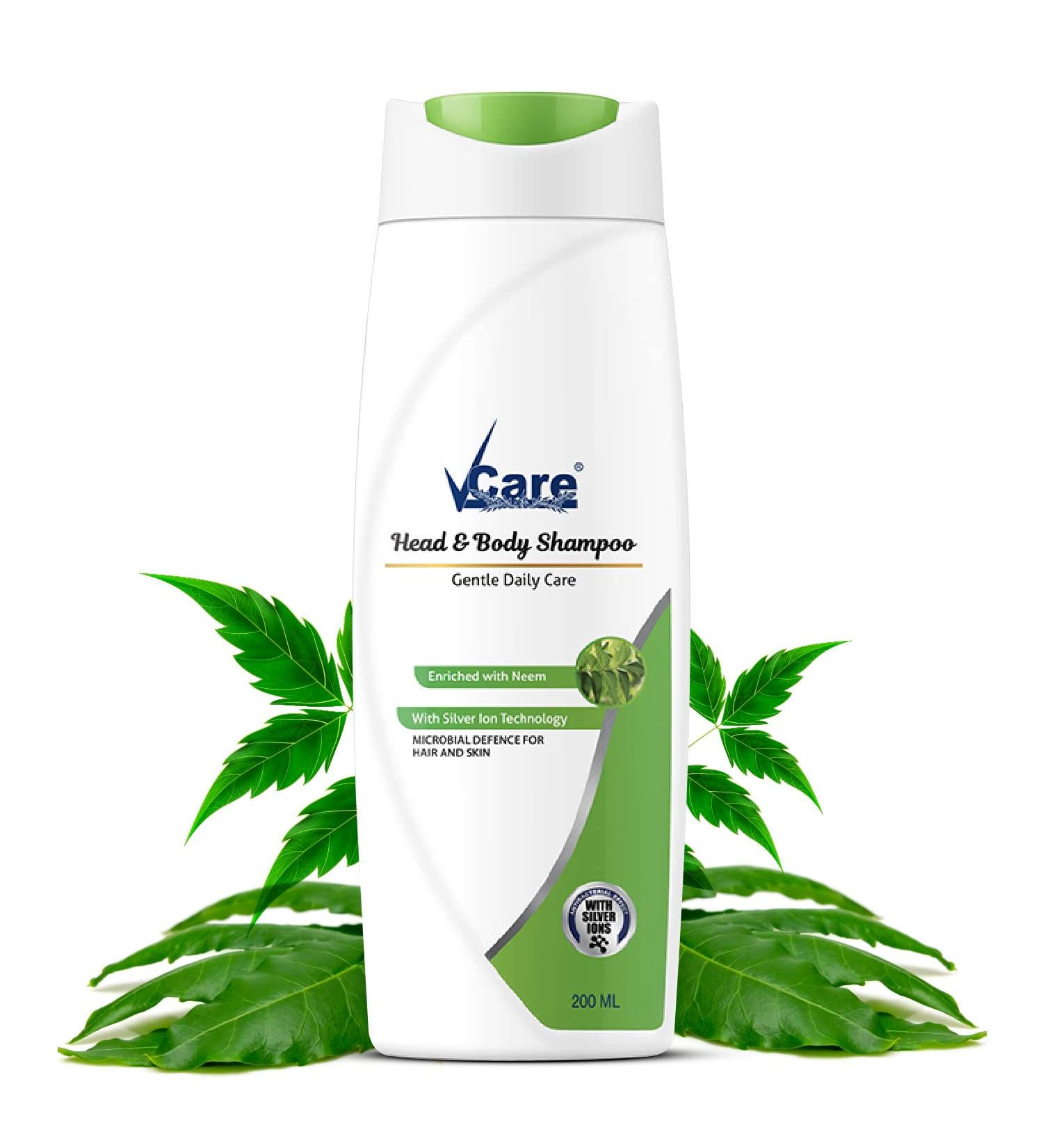 VCare Head & Body Shampoo for Hair & Skin 200 ml (Pack Of 1) Enriched with Neem and Silver Iron Technology - Buy Online on GoSupps.com