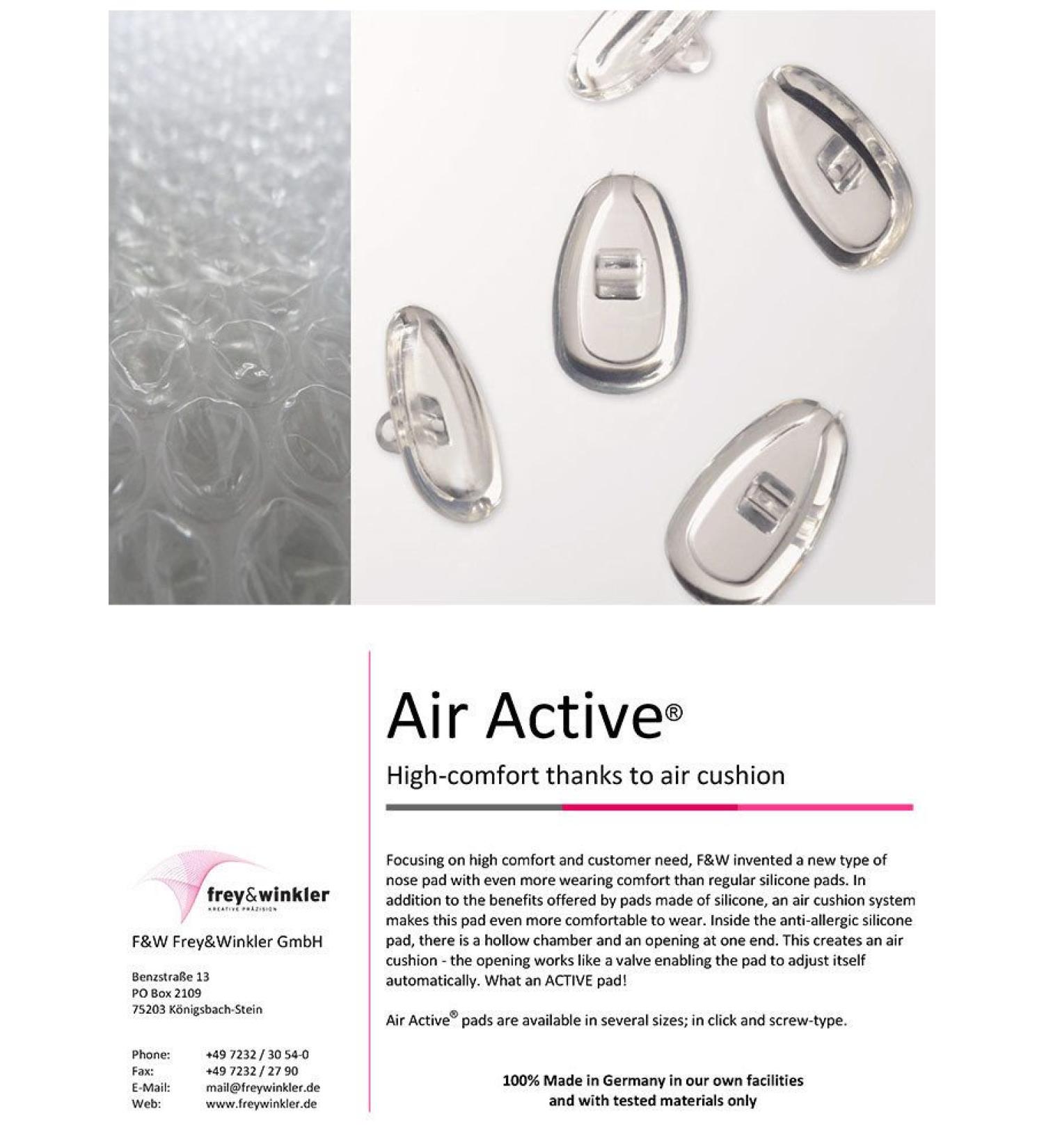 Screw in air-tactive comfort nose pads soft silicone-glass nose pads 15 mm air chamber/airbag/nose piece non-slip nose brick pads for glasses sunglasses (1 pair per order) 15mm for screwing