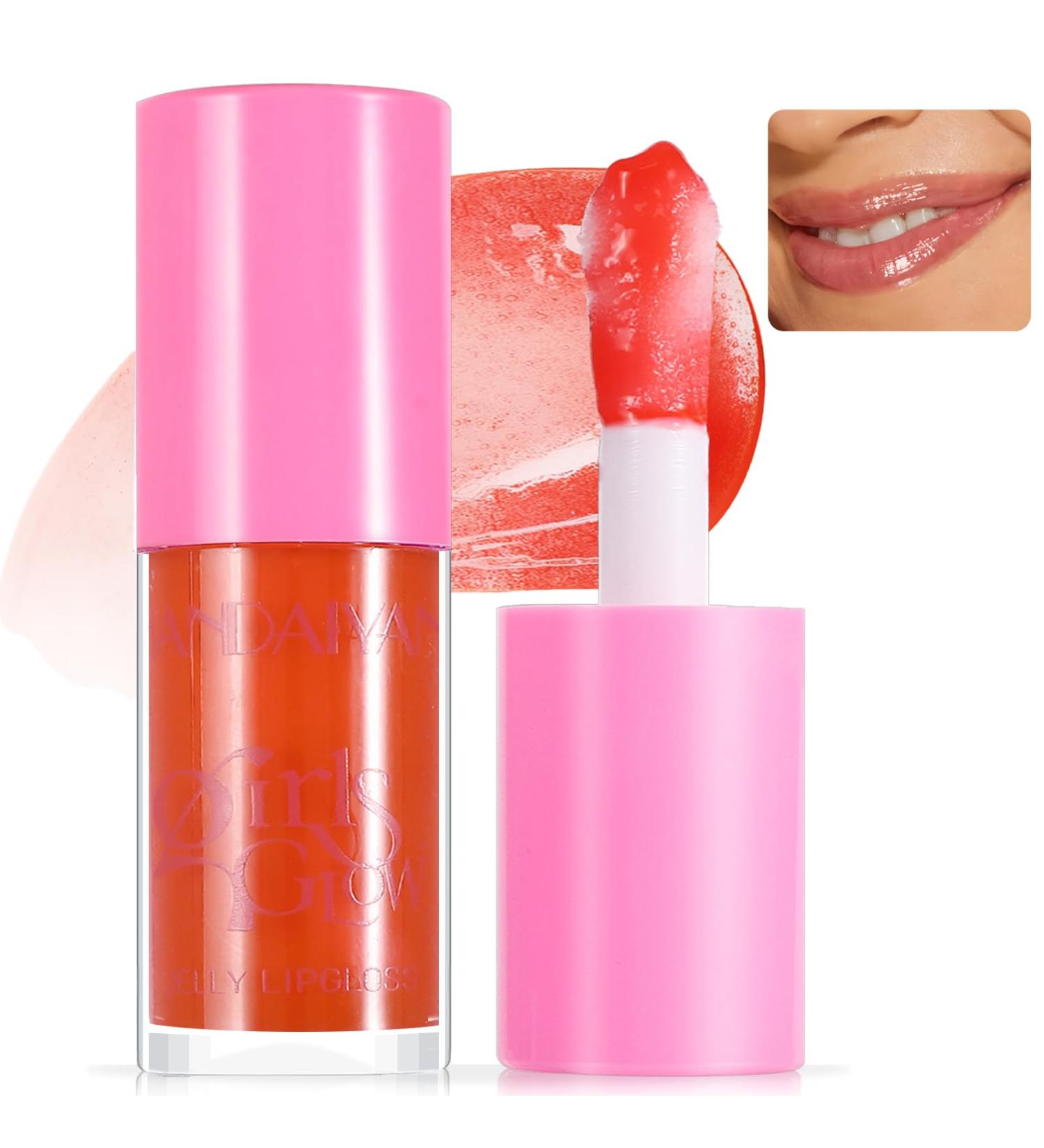 Jelly Lip Oil Gloss - Hydrating Tinted Shine Moisturizing & Plumping Lip Mask for Women | Watermelon Flavor - Buy Online on GoSupps.com