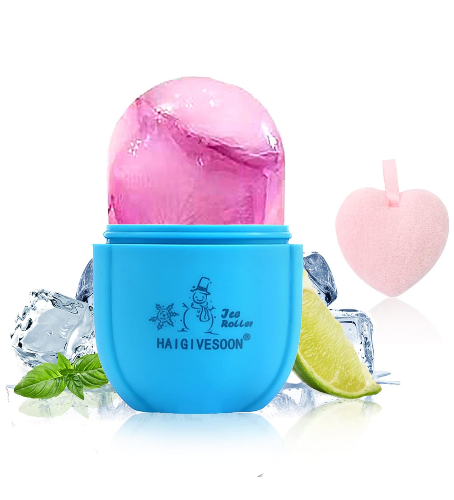 Buy Blue Ice Roller for Face & Eyes - Facial Ice Roller with Scrubber Sponge for Ultimate Cooling and Relaxation - Buy Online on GoSupps.com