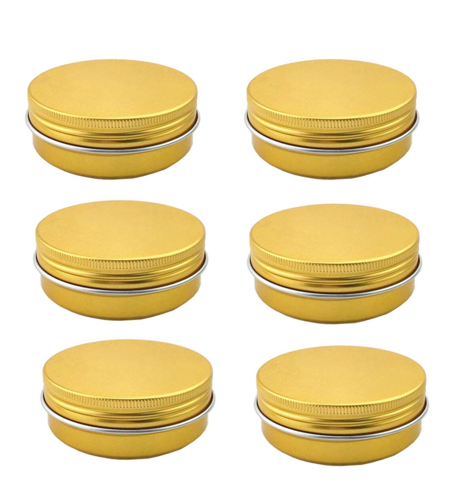 6 Pack 40ml Gold Aluminum Round Lip Balm Makeup Containers Jars with Screw Lid for Beauty Products 40ml - Buy Online on GoSupps.com