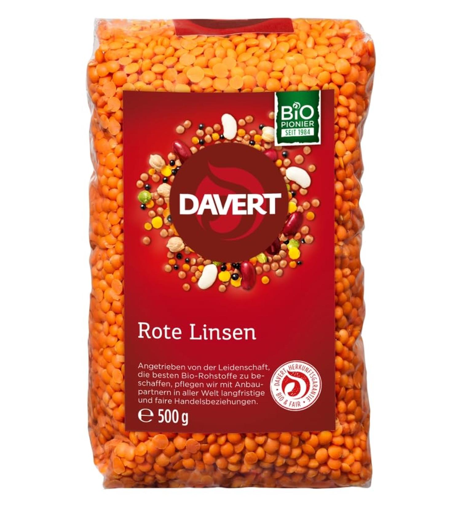 Davert Whole Red Lentils (1 x 500 g) - Organic