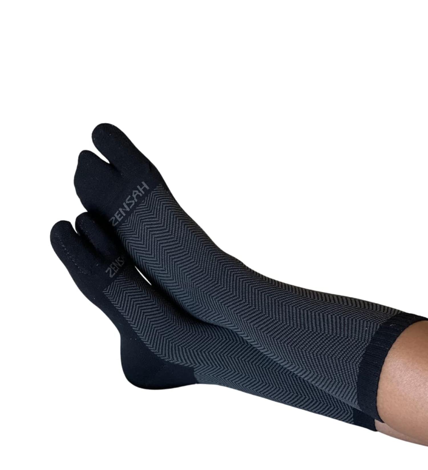 Zensah Bunion Ease Sock - Toe Separator Relief Sock for Bunions - Women and Men - Black/Grey - Large - Buy Online on GoSupps.com