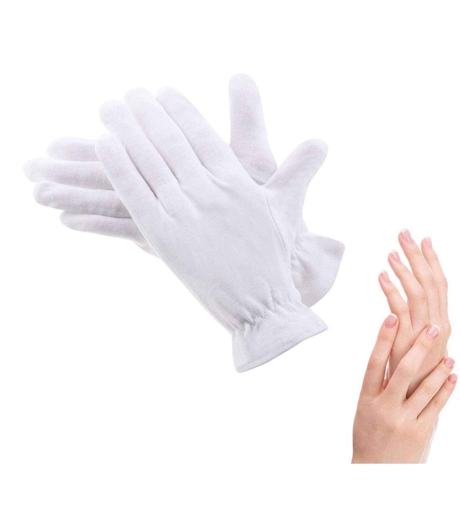 100% Cotton Eczema Gloves - 1 Pair White Moisturizing Gloves for Dry, Sensitive Skin - Premium Quality for Overnight Therapy - Buy Online on GoSupps.com
