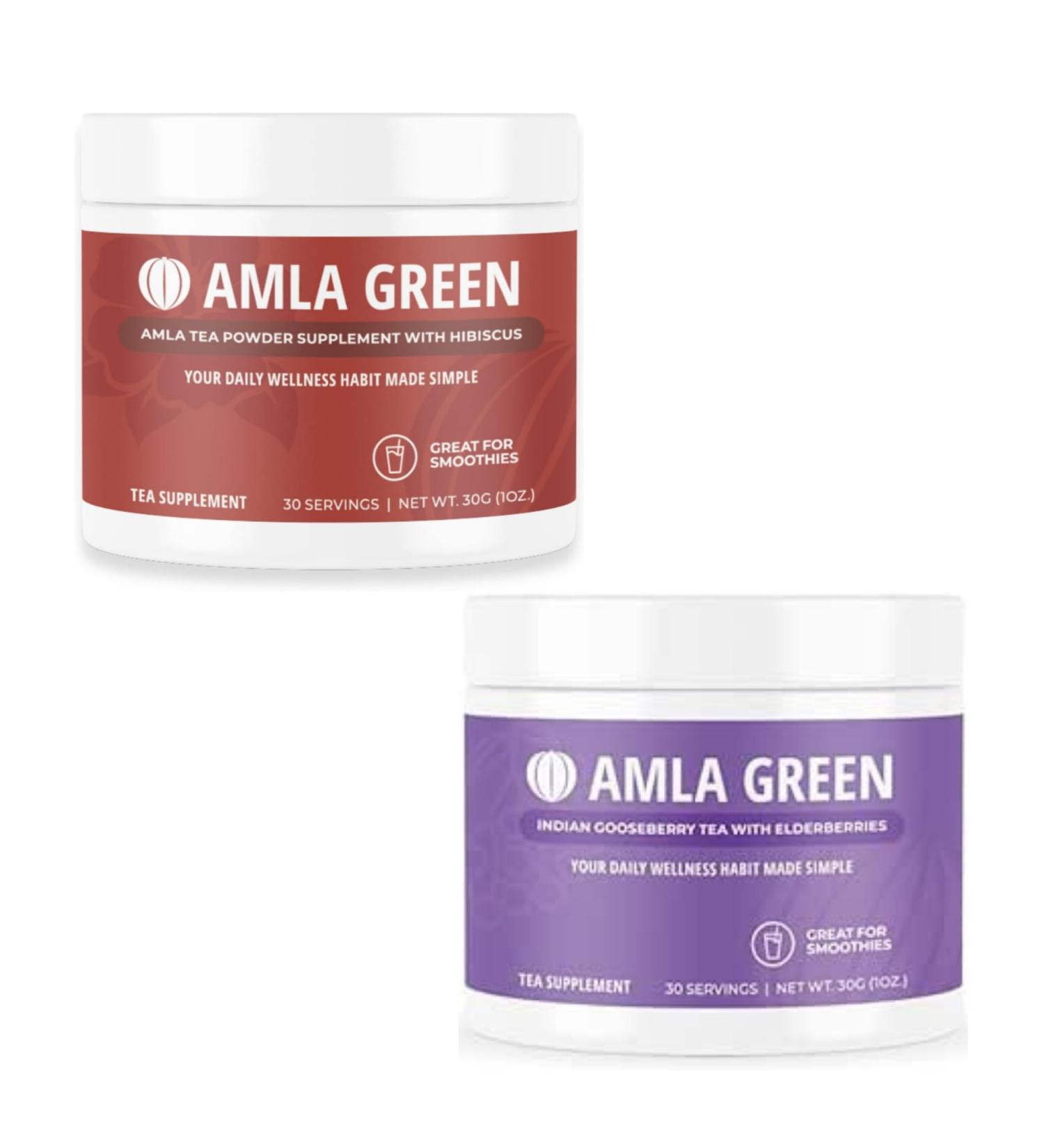 Amla Powder & Green Tea Superfood Supplement with Hibiscus & Elderberries Organic Vegan 30 Servings - Buy Online on GoSupps.com