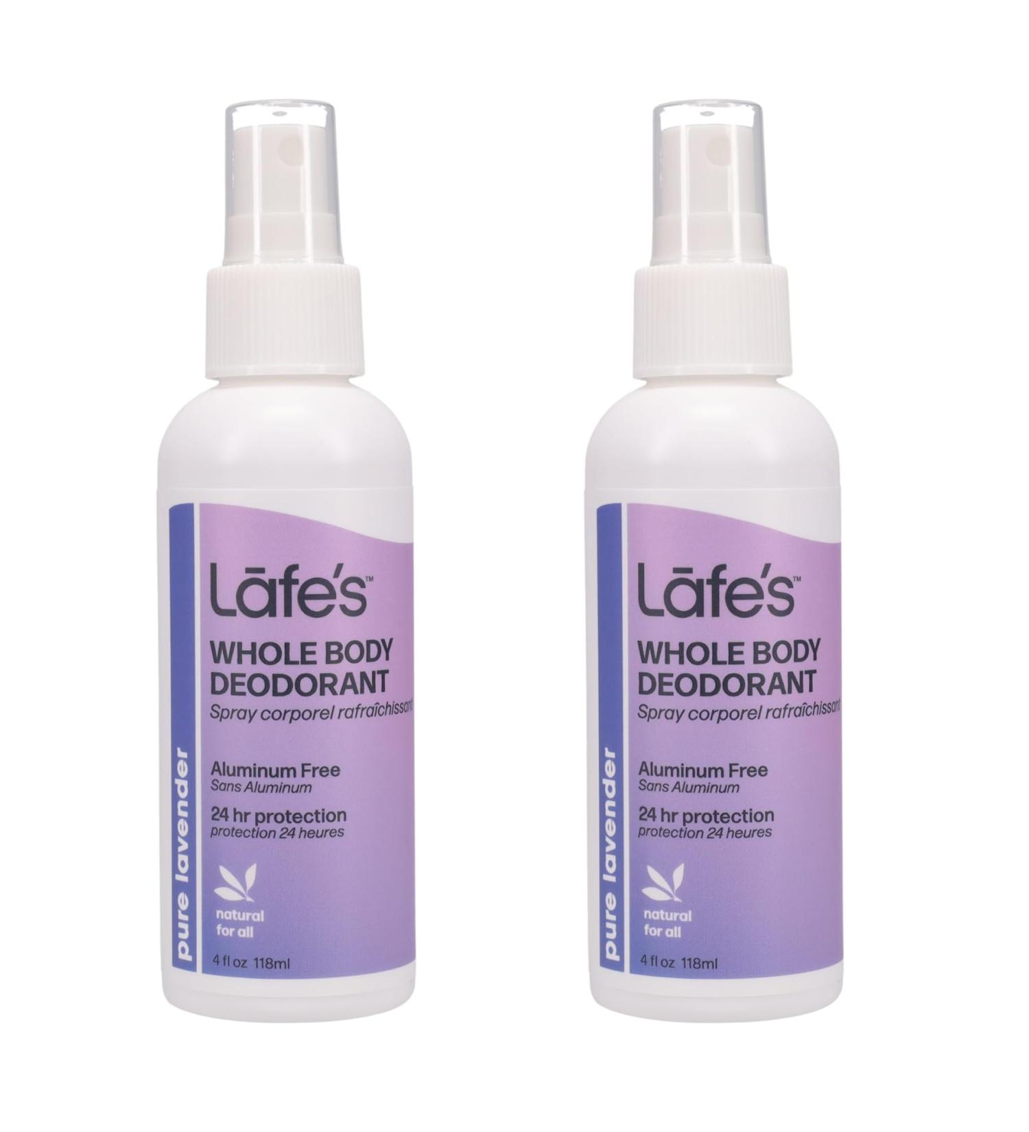 Lafe's Natural Deodorant | 4 Ounce Whole Body Non-Aerosol Deodorant Spray | Aluminum Paraben & Baking Soda Free | Pure Lavender (Pack of 2) - Buy Online on GoSupps.com