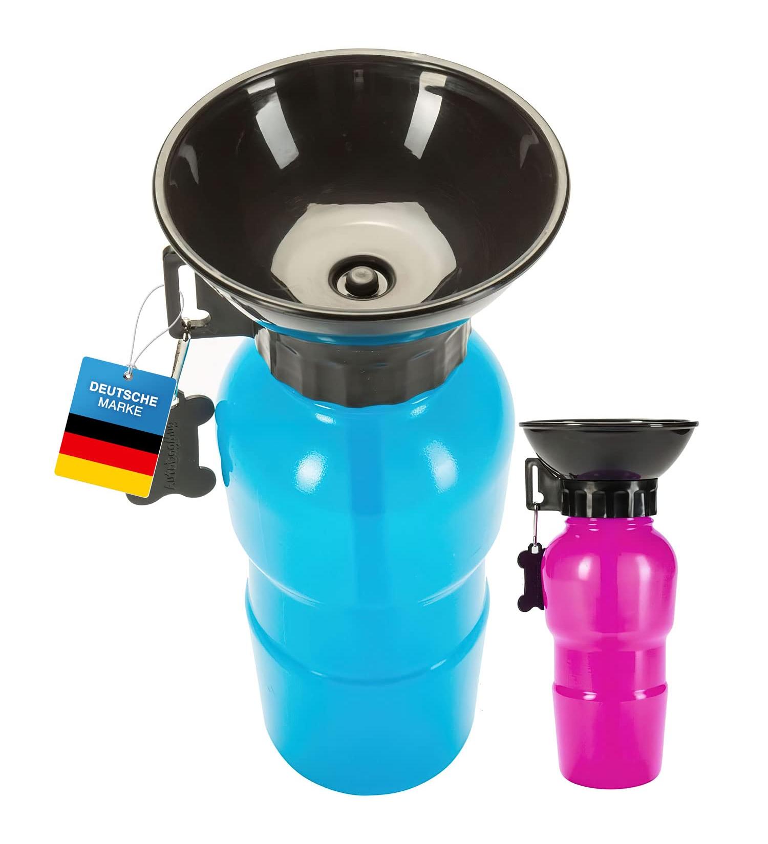 GOODS+GADGETS 600ml Dog Drinking Bottle with Integrated Bowl - Travel Water Bottle for Dogs - Blue | Perfect for Car Trips - Buy Online on GoSupps.com