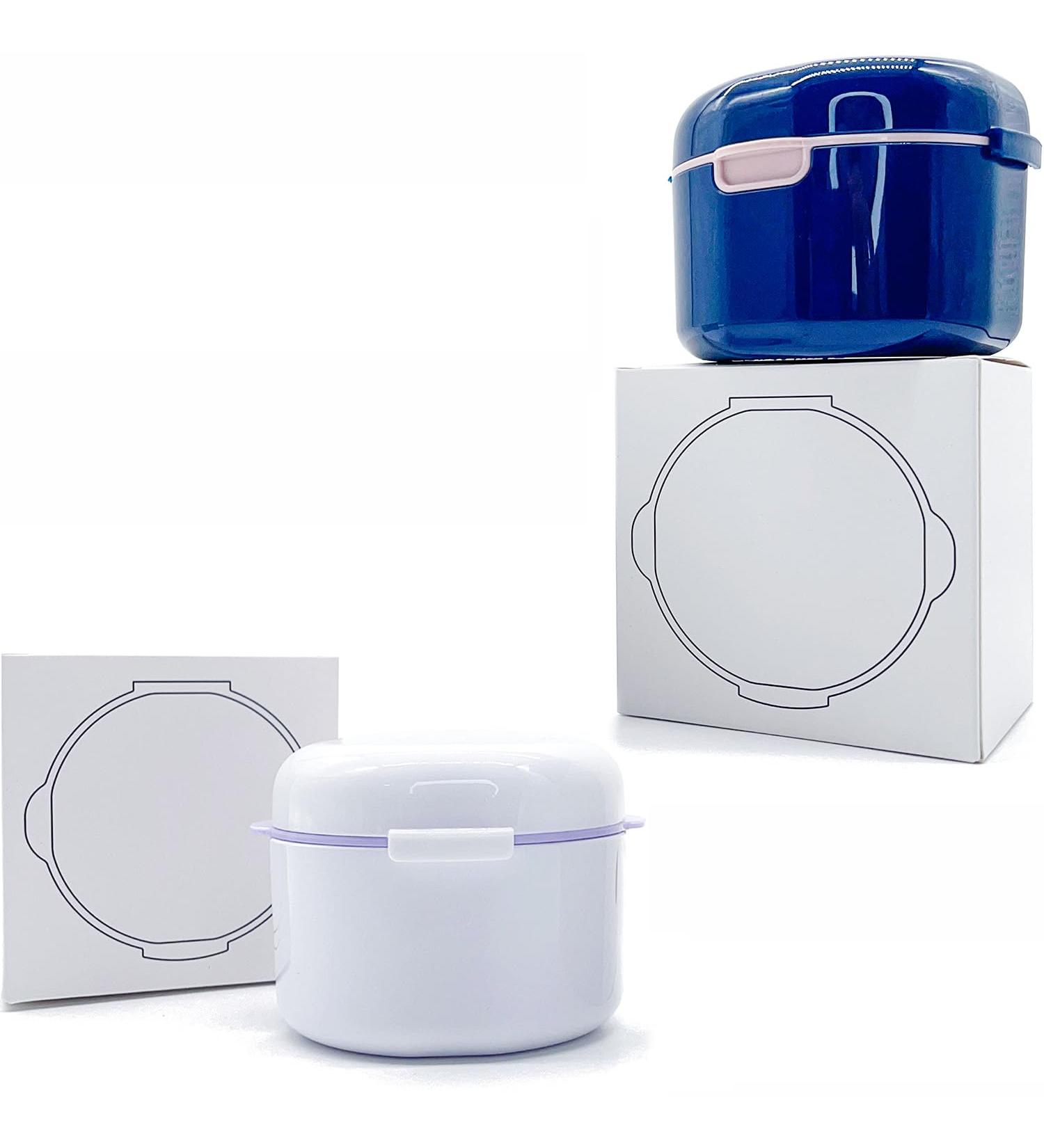 Prosthesis Box Container Set - 2-Piece Cleaning & Storage Solution for Dentures | White & Blue - Buy Online on GoSupps.com