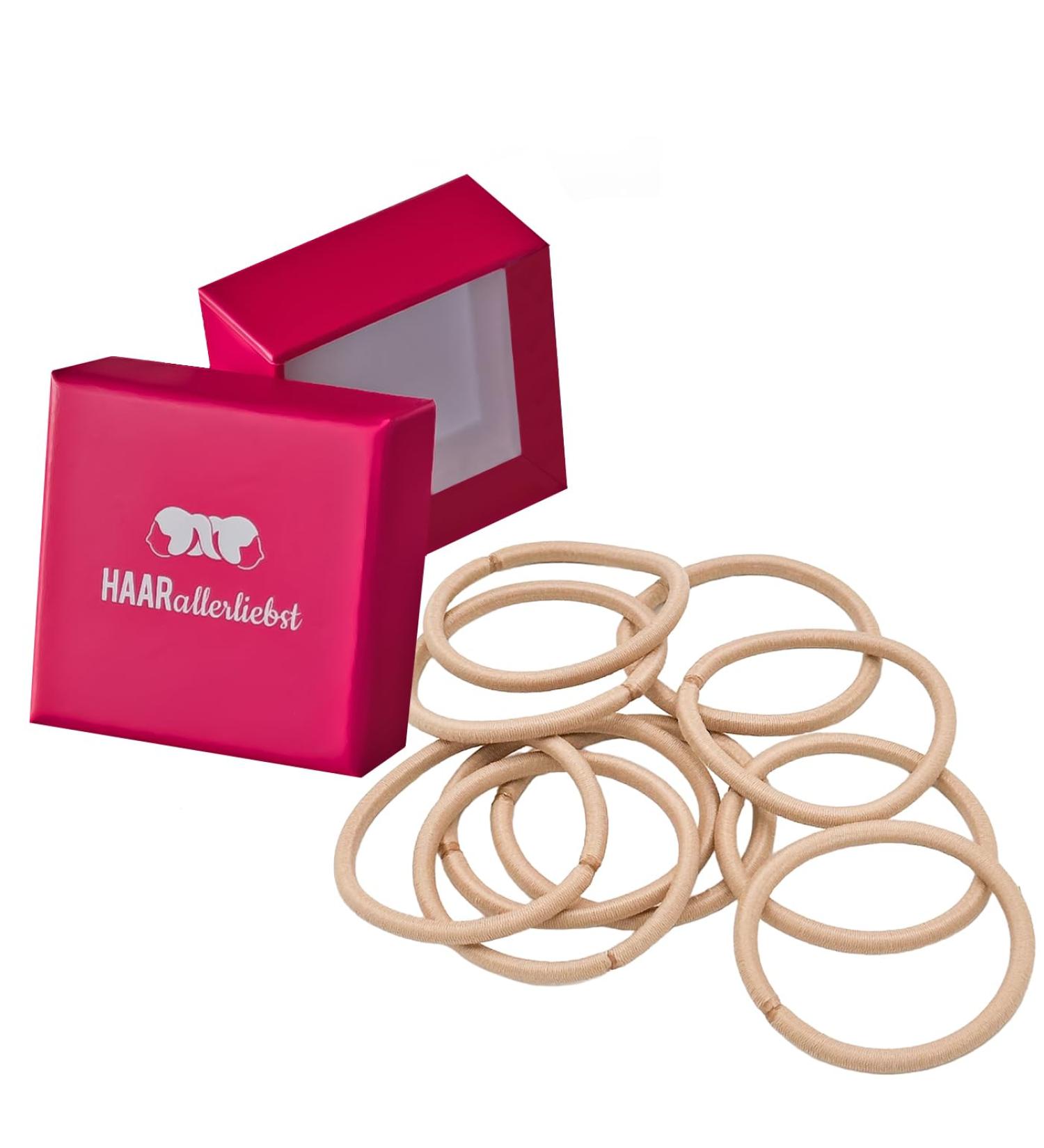 Buy Hair-like Love 10-Piece Thick Beige Hair Ties for Blonde Hair | Metal-Free Rubber Bands for Women Girls & Men | Includes Convenient Storage Box for Hair Accessories - Buy Online on GoSupps.com