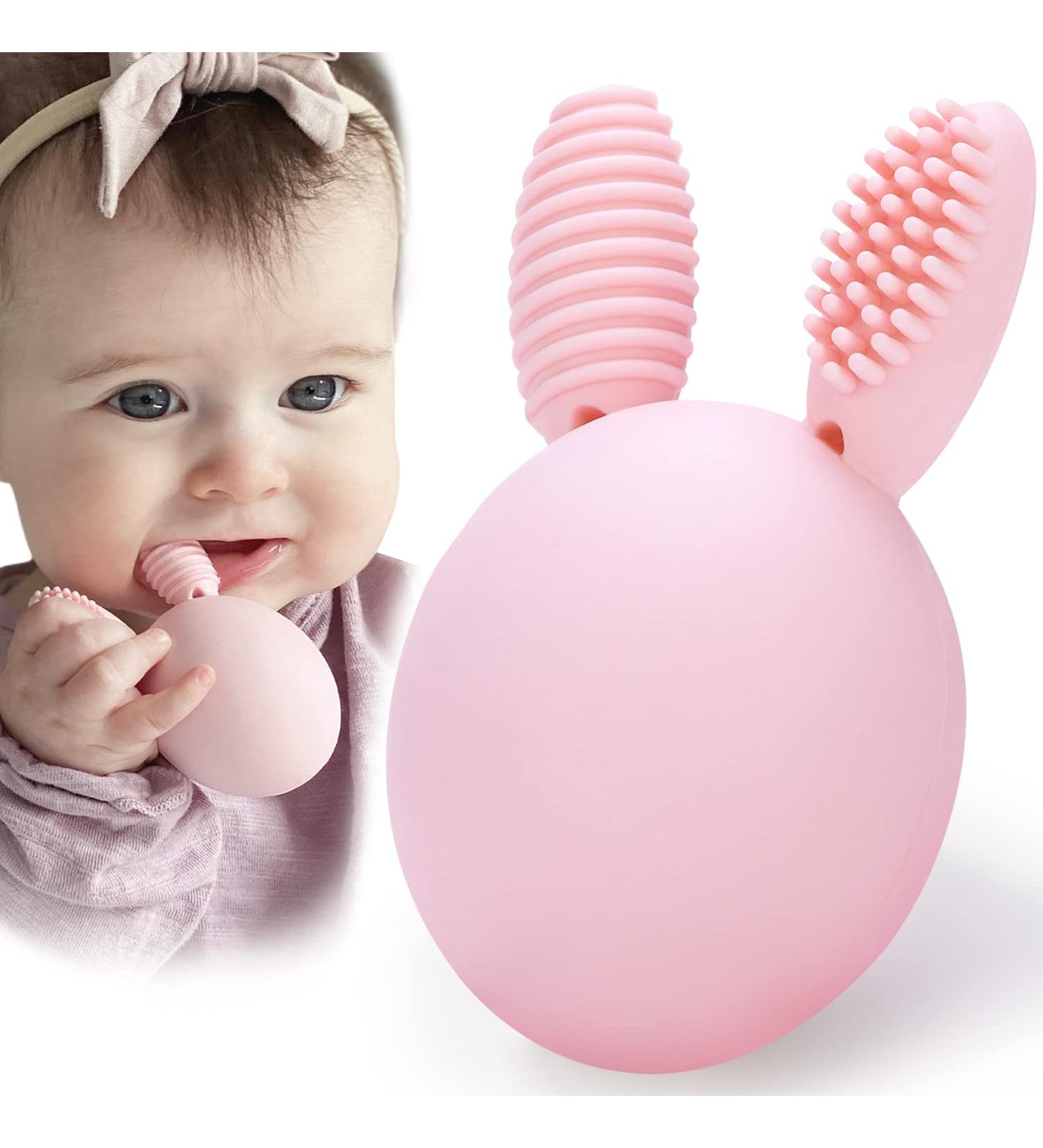 Bunny Eggy Teether - Baby Teething Toy and Rattle for Boys and Girls - Pink - Buy Online on GoSupps.com