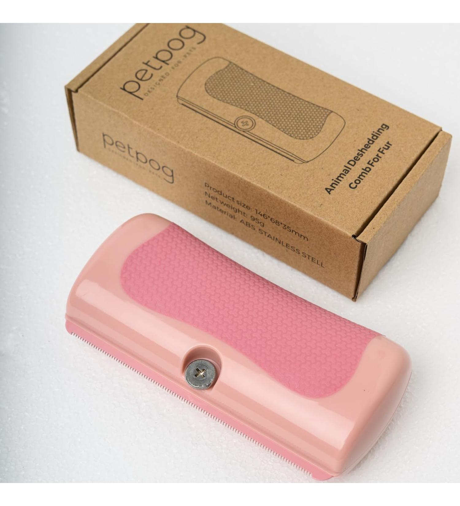PetPog Premium Deshedding Comb - Innovative Undercoat Brush for Shiny Tangle-free Fur - Ideal for Cats Dogs and Horses - Ultimate Pet Care Dematting Solution - New Favorite Grooming Tool (Pink) - Buy Online on GoSupps.com
