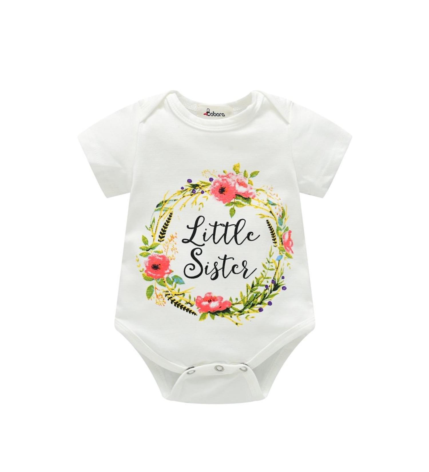 BOBORA Baby Girls Cotton Sisters Brothers Matching Rompers with Shirts 0-7Years - A Little Sister (6-12 Months) - Buy Online on GoSupps.com
