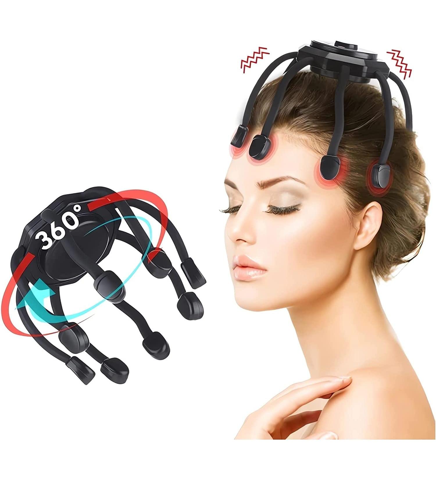Recharged Black Scalp Massager - 8 Vibrating Contacts for Stress Relief & Relaxation - Perfect for Quick Sleep - Buy Online on GoSupps.com