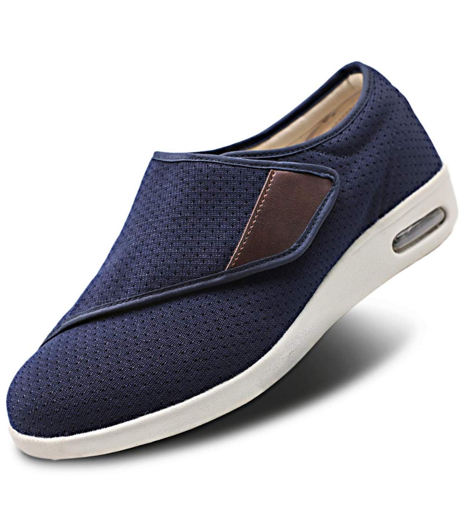 Men's Diabetic Edema Shoes | Lightweight Adjustable Walking Sneakers | Easy On/Off | Wide Width | Support for Swollen Feet | Navy | 3 Pairs of Insoles Included - Buy Online on GoSupps.com