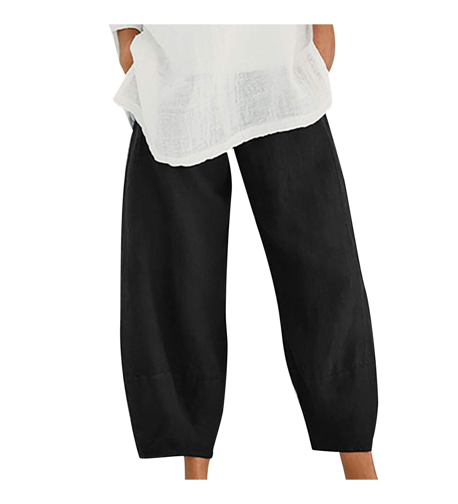 Gamivast Women's Linen Capri Pants - Loose Fit Wide Leg Cropped Pant 01-Black XL - Buy Online on GoSupps.com
