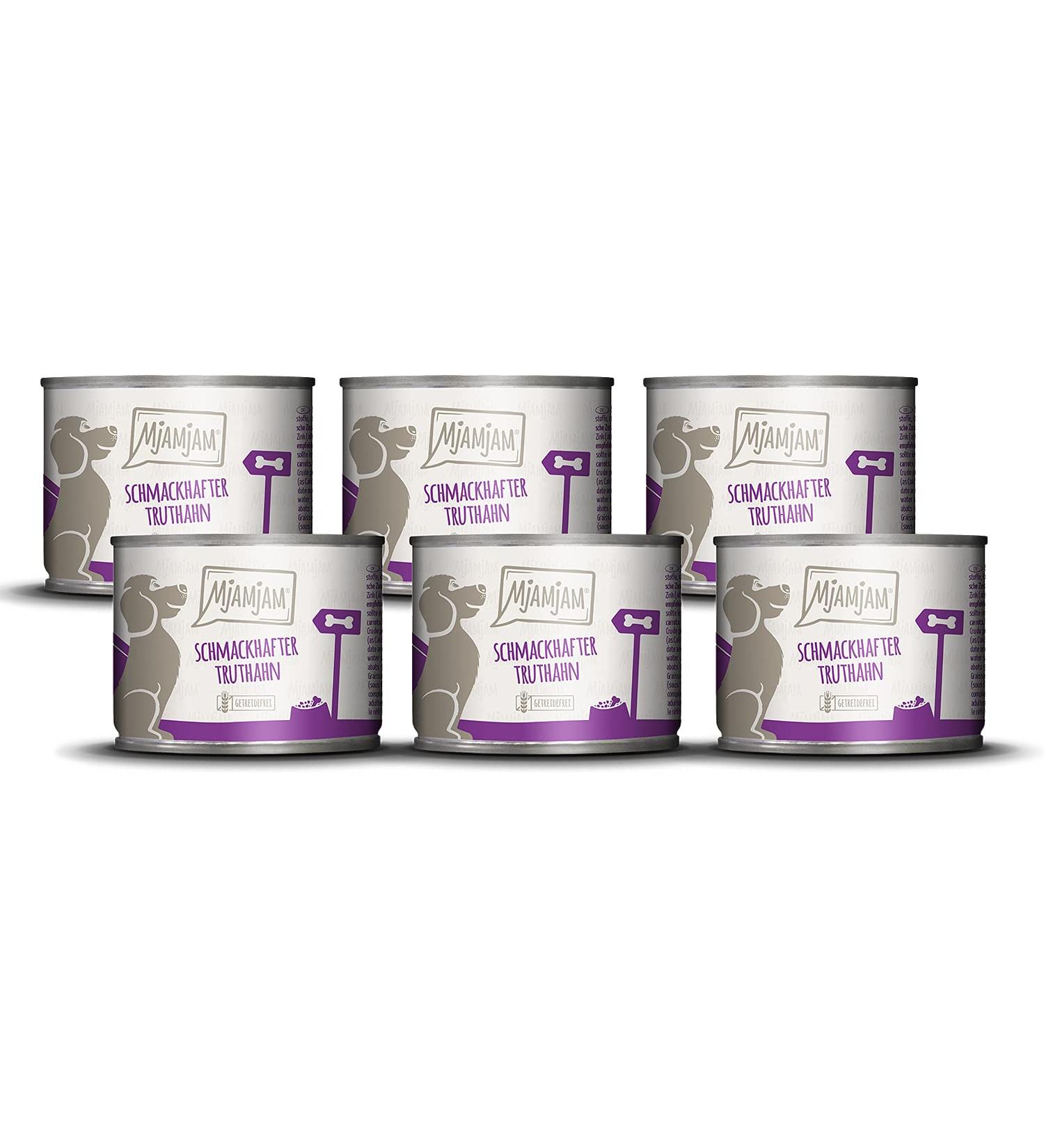 Mjamjam Premium Grain-Free Wet Dog Food - Tasty Turkey & Carrot 6-Pack (6 x 200g) - Extra Meat Formula - Buy Online on GoSupps.com