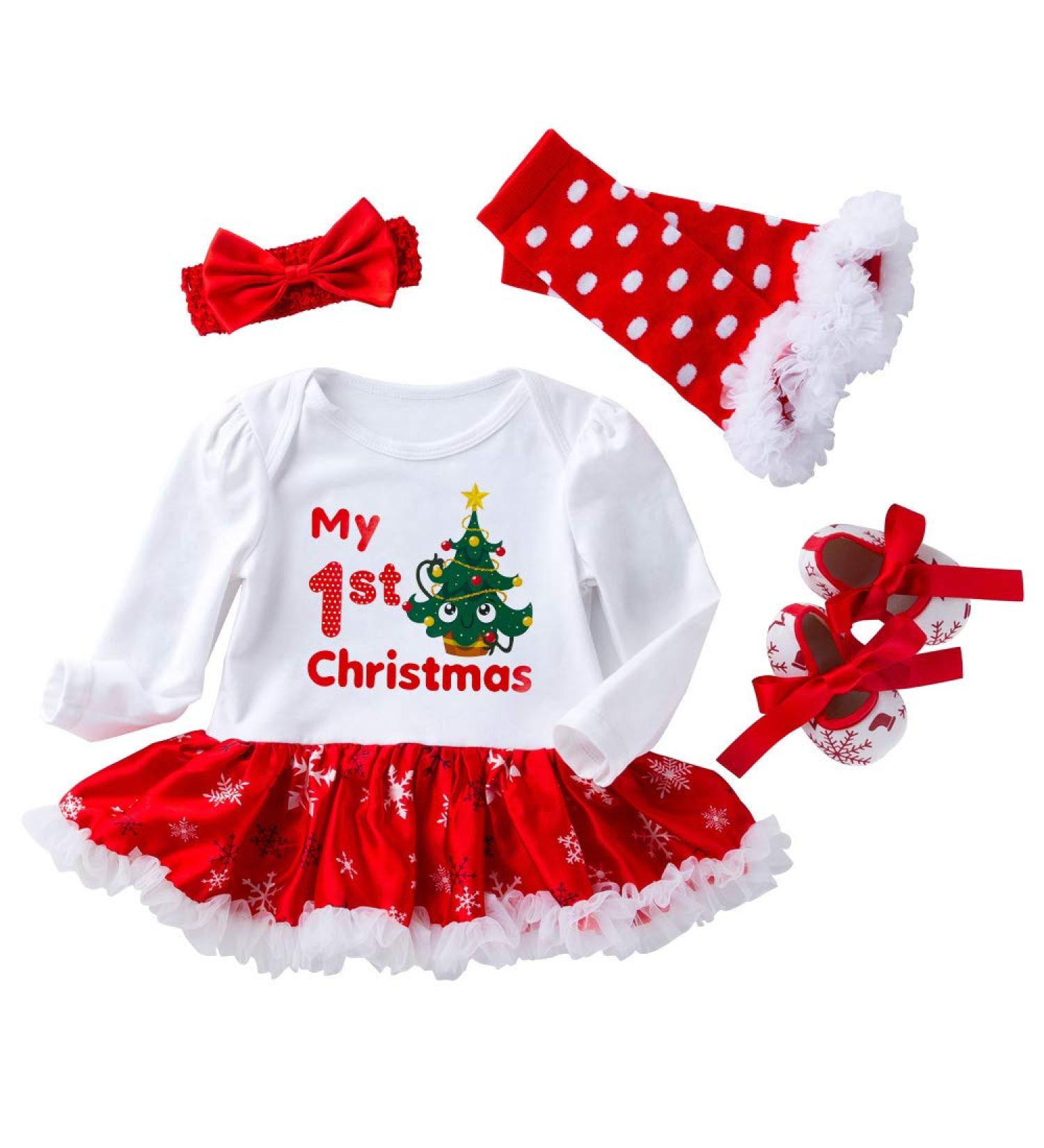Winmany Newborn Baby Girls Christmas Romper Tutu Dress Set 0-3 Months with Headband, Leg Warmer, and Shoes - Buy Online on GoSupps.com