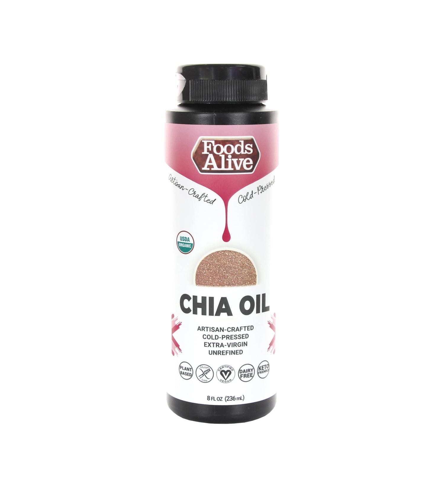 Foods Alive Organic Chia Oil (8oz) - Cold Pressed Chia Seeds, High in ALA Omega 3 | Salad Dressing, Gluten Free, Keto | 8 Fl Oz (Pack of 1) - Buy Online on GoSupps.com
