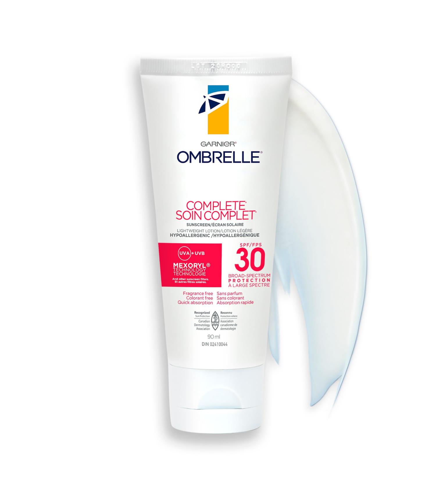Garnier Ombrelle Complete Sunscreen Lotion SPF 30 For Body and Face High Broad Spectrum Advanced UVA/UVB Protection Non-Greasy Water Resistant Quick Absorption Non-Comedogenic 90ml - Buy Online on GoSupps.com