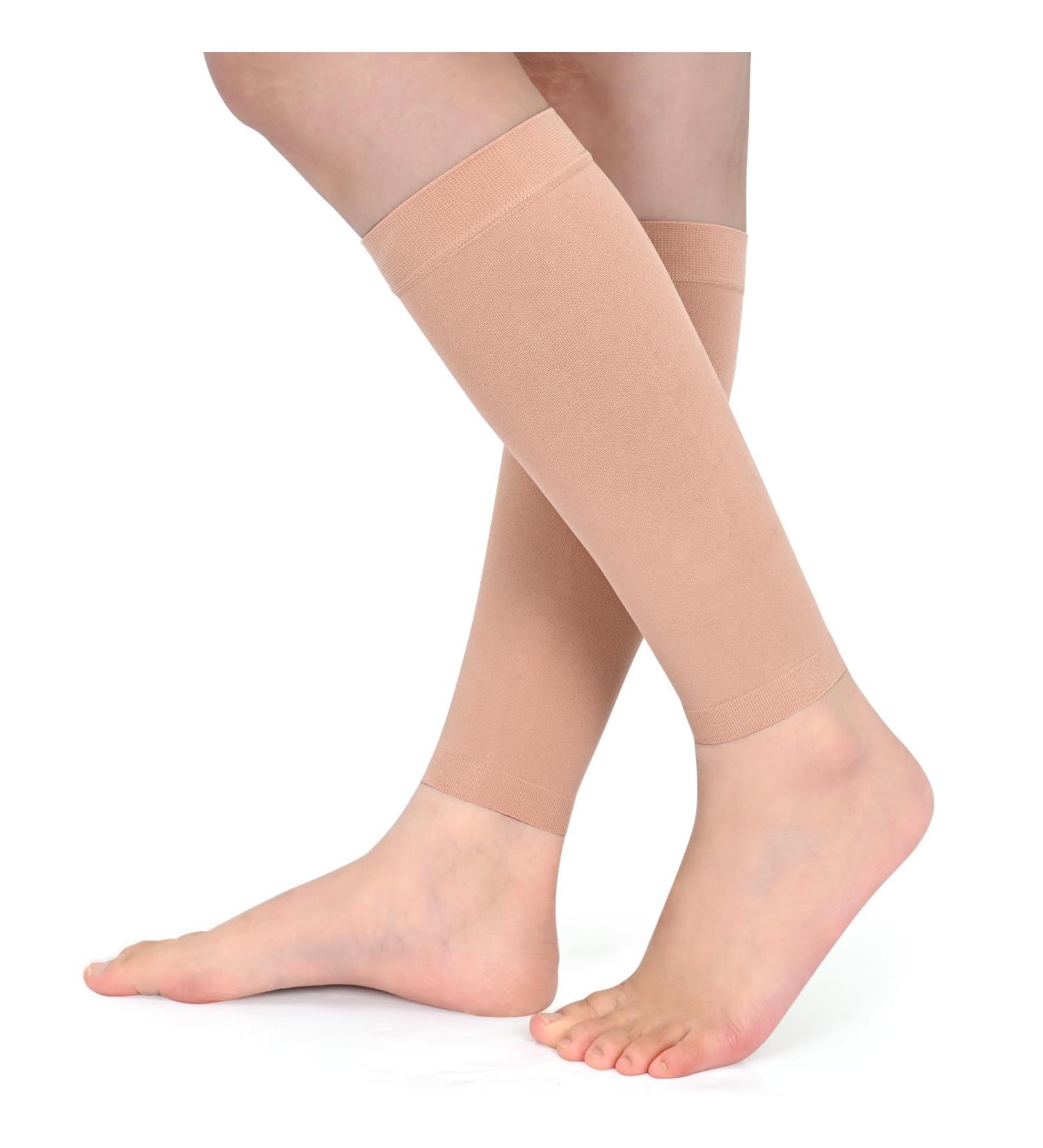 Evolyline 20-30 mmHg Graduated Calf Compression Sleeves for Women & Men Medical Footless Compression Socks for Calf Support Compression Calf Sleeves for Shin Splint Varicose Vein Edema Recovery Beige M - Buy Online on GoSupps.com