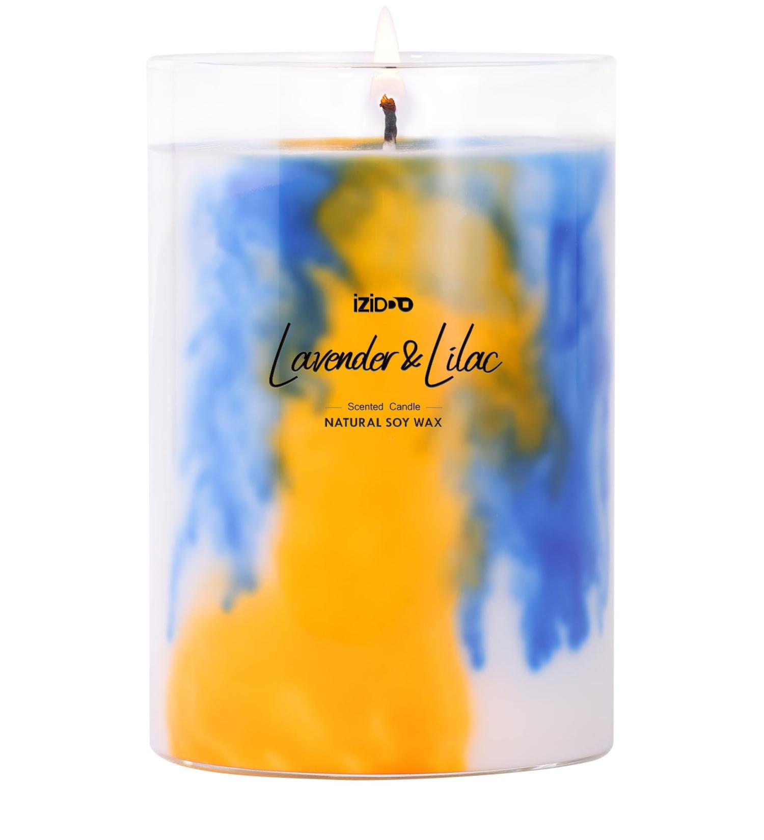 IZIDDO Colourful Scented Candles | Lavender & Musk Aromatherapy | 15oz Long Lasting Handmade Candle | Ideal Gifts for Home & Occasions - Buy Online on GoSupps.com