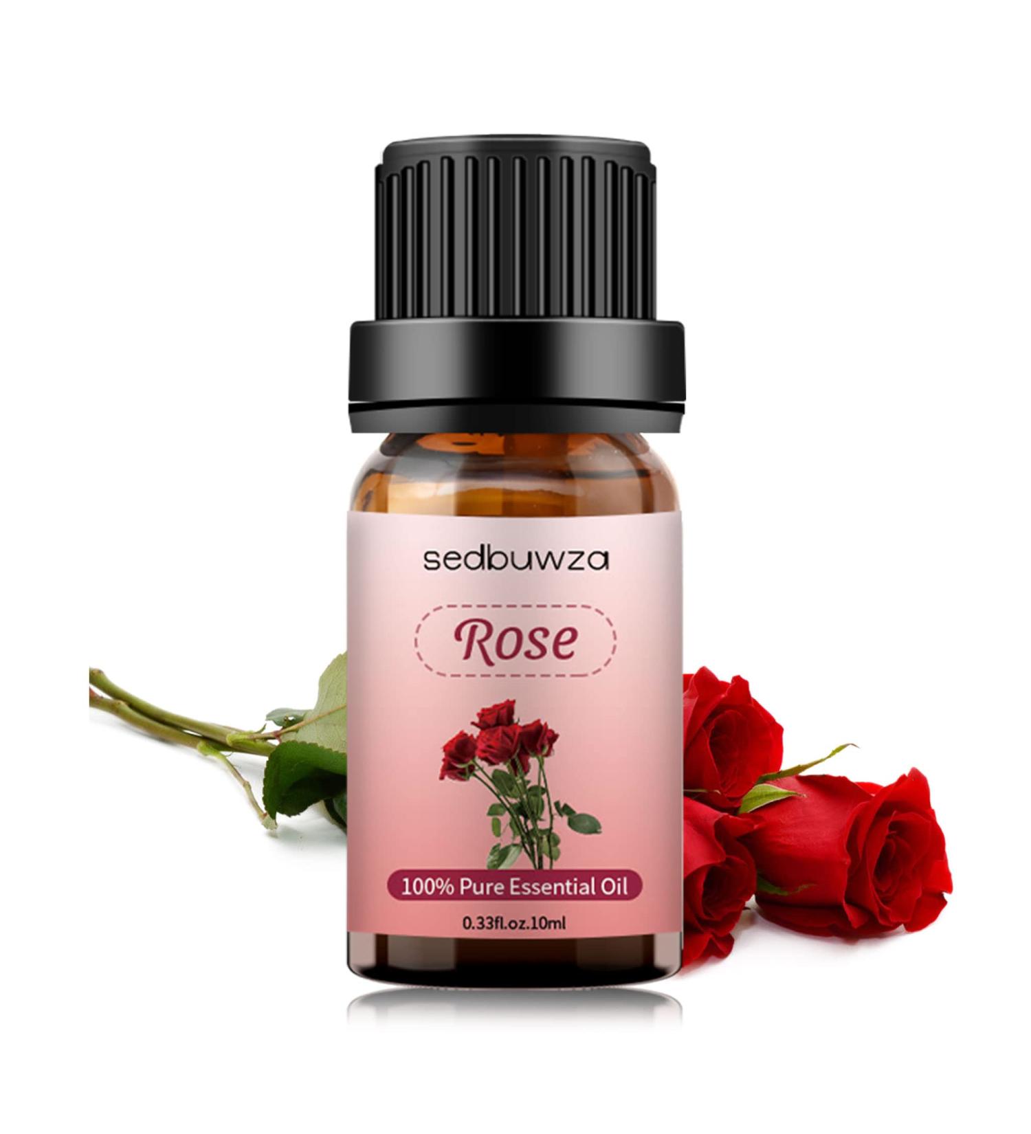 Sedbuwza 100% Pure Organic Rose Essential Oil for Aromatherapy - 0.33 Fl Oz (Pack of 1) - Ideal for Diffusers, Humidifiers, Soaps, Candles, and Perfumes - Buy Online on GoSupps.com