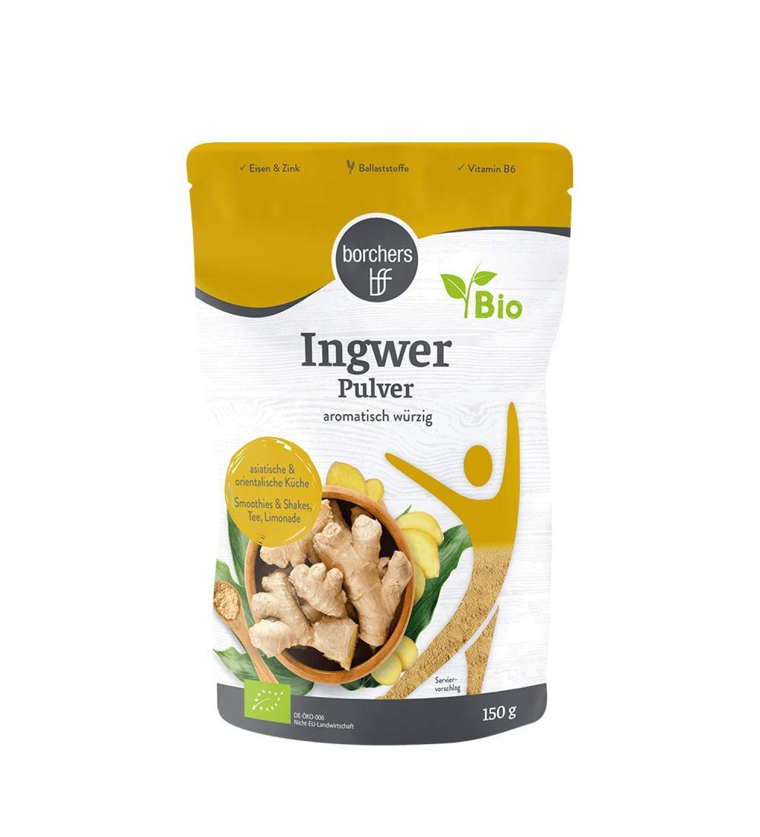 Borchers Organic Ginger Powder - Ground Rich in Vitamin B6 150g | Premium Quality International Shipping - Buy Online on GoSupps.com
