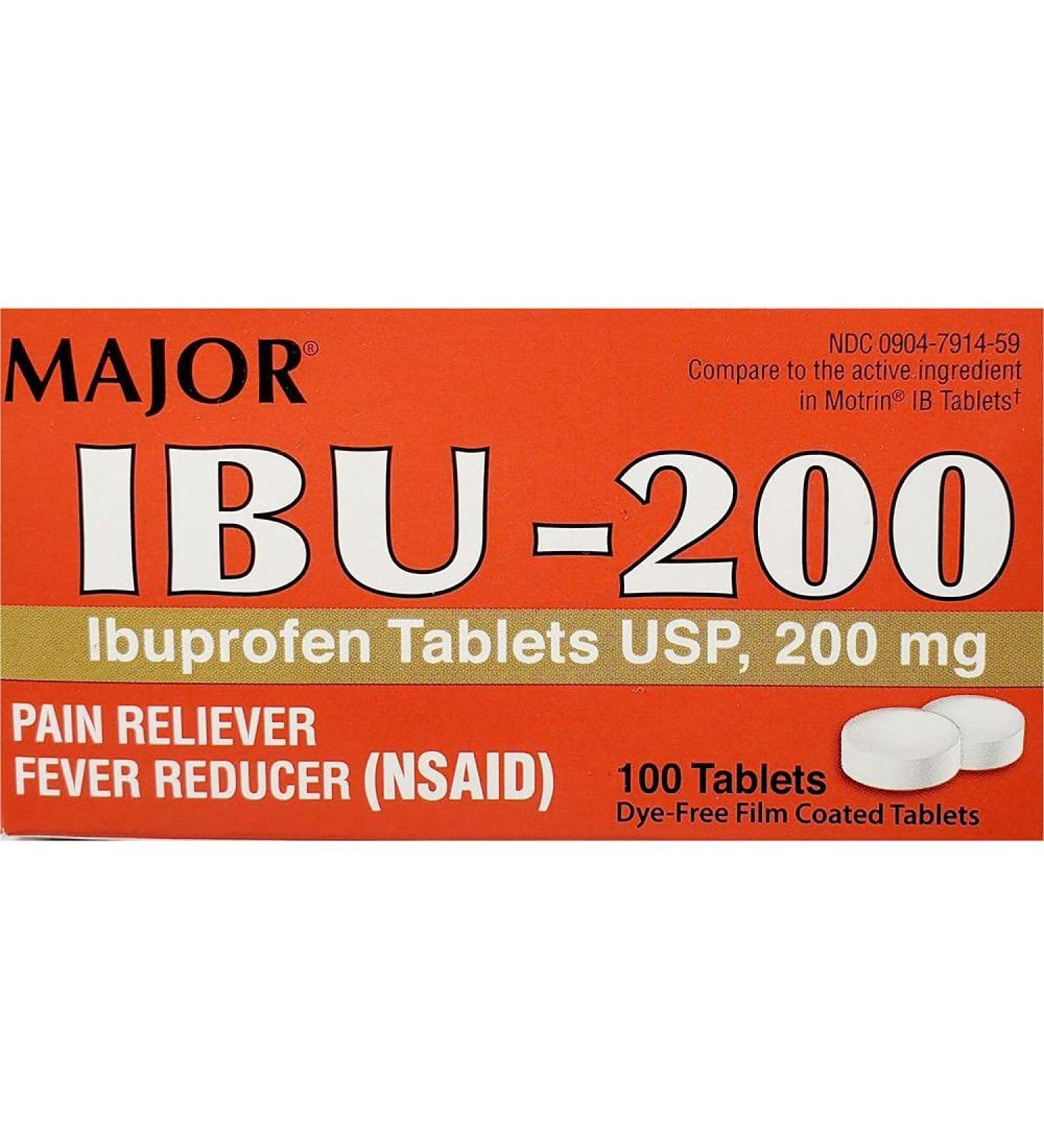 Major Dye Free Ibuprofen 200mg 100ct - Non-Drowsy Pain Relief Tablets - Buy Online on GoSupps.com