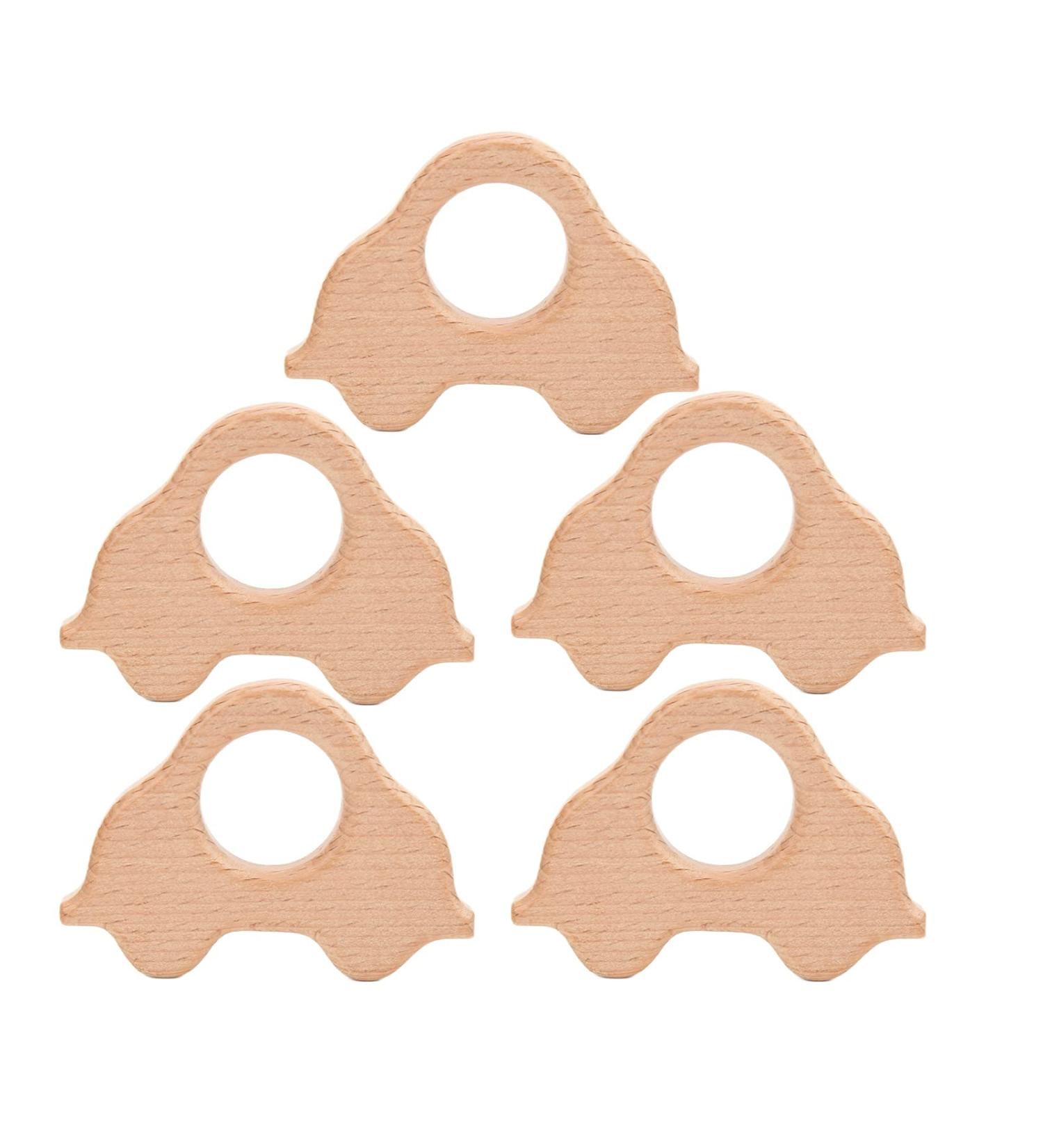 5 Wooden Baby Bite Rings - Natural Beech Animal Teething Toys for Pain Relief | Durable & Smooth Design - Buy Online on GoSupps.com