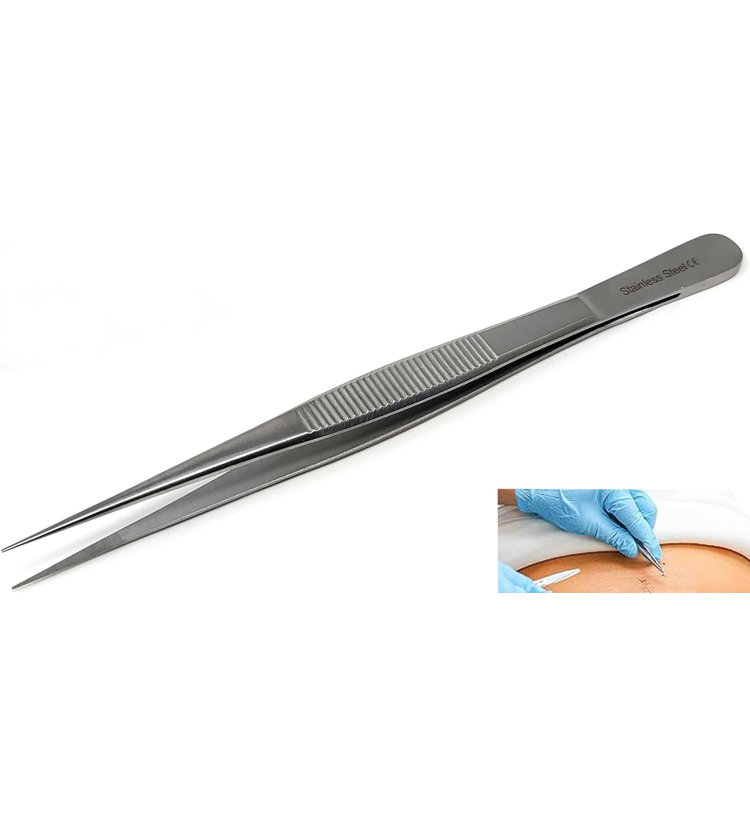 AFTREN High Precision Stainless Steel Straight Tweezers | Serrated Thumb Tweezers for Doctors & Laboratories - International Shipping - Buy Online on GoSupps.com