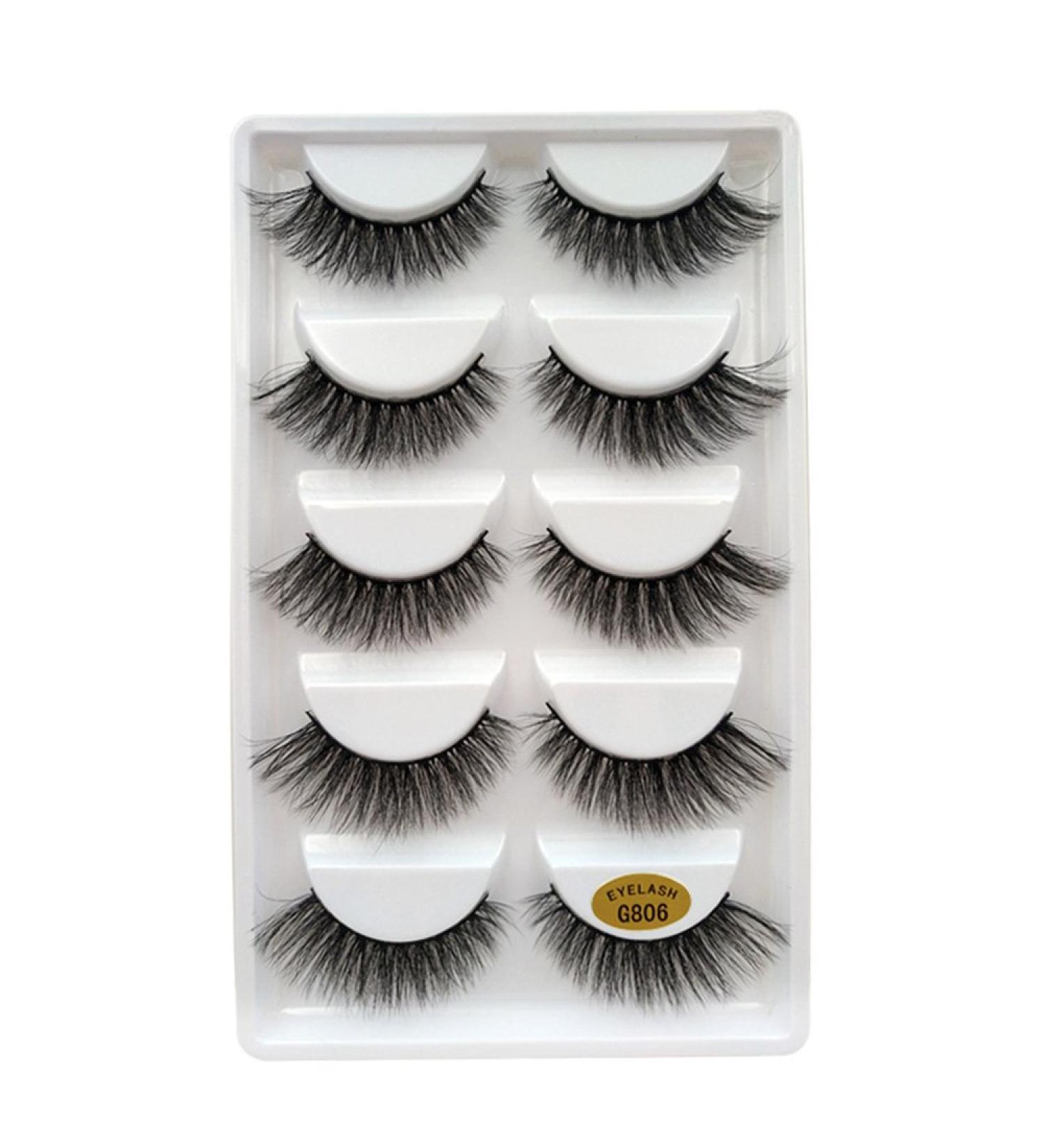 Buy Anself 5 Pairs 3D False Eyelashes - Natural Black Long & Reusable G806 | International Shipping Available - Buy Online on GoSupps.com