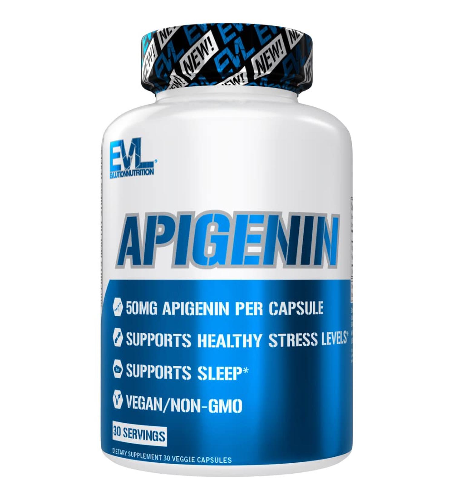 Evlution Pure Apigenin Supplement from Chamomile Extract - Relaxing Apigenin 50mg Bioflavonoid Stress and Mood Support Nutrition High Bioavailable Vegan Non-GMO Herbal Sleep Supplement 30 Count (Pack of 1) - Buy Online on GoSupps.com