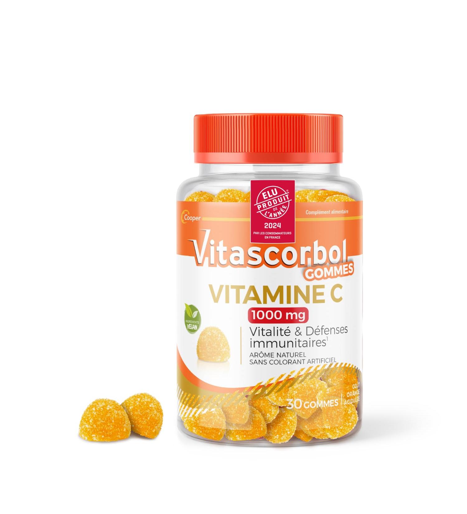 VITASCORBOL - GOMMES 1000 - Compl ment alimentaire base de Vitamine C 1000 mg - Vitalit et d fenses immunitaires1 - Ingr dients Vegan - 30 Gommes - Programme de 1 mois Orange 30 unit (Lot de 1) - Buy Online on GoSupps.com