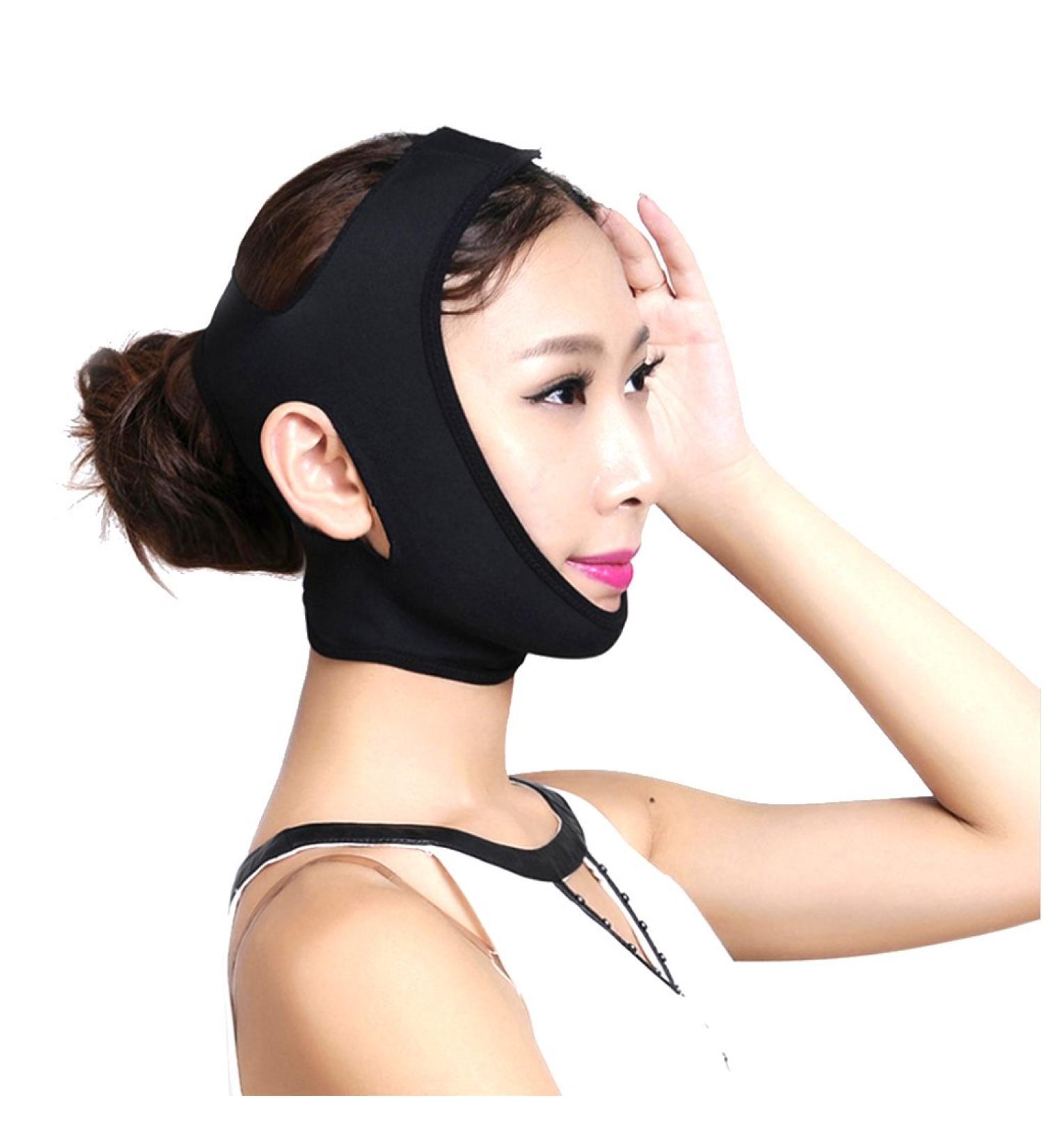 V Face Shaper Mask - Anti-Wrinkle Skin Tightening & Slimming Facial Band - Black Size M for International Shipping - Buy Online on GoSupps.com