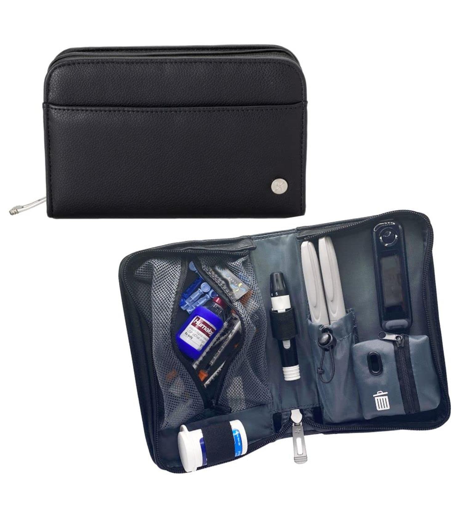 Sugar Medical Heritage Diabetes Supply & Insulin Pen Case (Black) - Organize Glucose Meter, Insulin Pens, Vials, Lancets, Test Strips, Glucagon & Pump Supplies - Buy Online on GoSupps.com