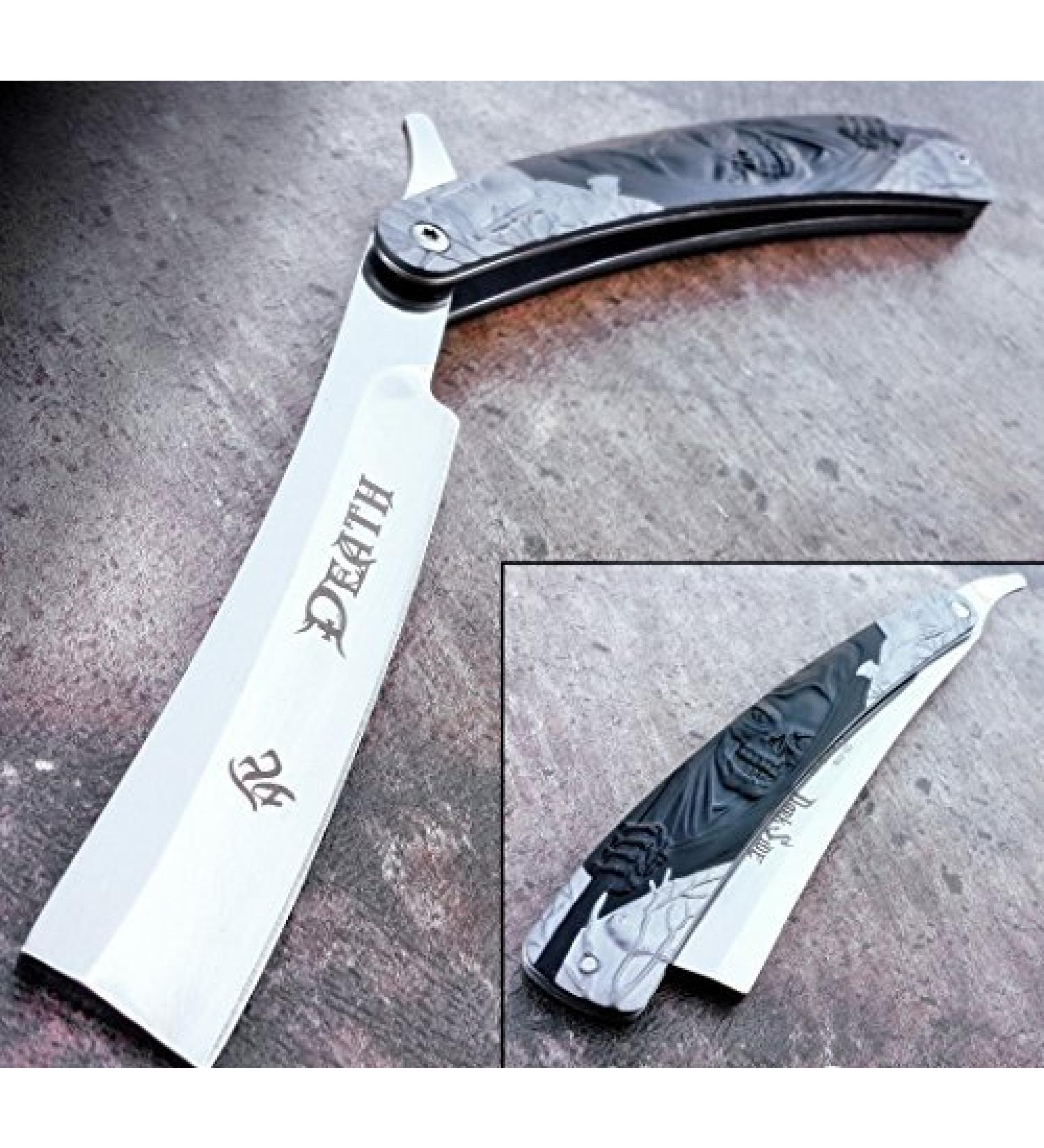 Straight Razor Pocket Knife 10" dark side blade barber folding shaving