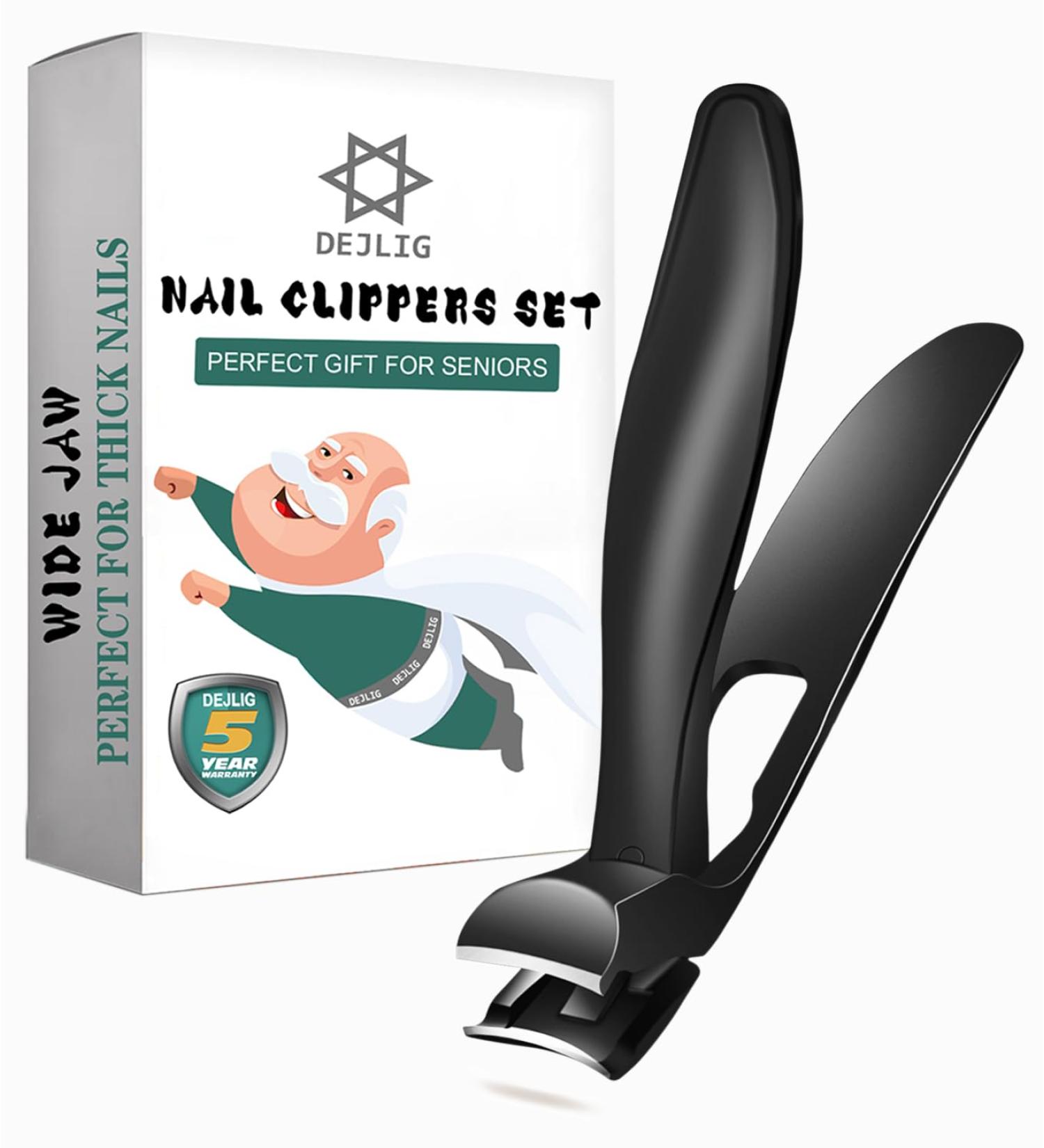Premium Angled Head Toenail Clippers for Thick Nails - Ergonomic Steel Trimmer for Seniors | Best Nail Cutter with Catcher for Easy Use - Buy Online on GoSupps.com
