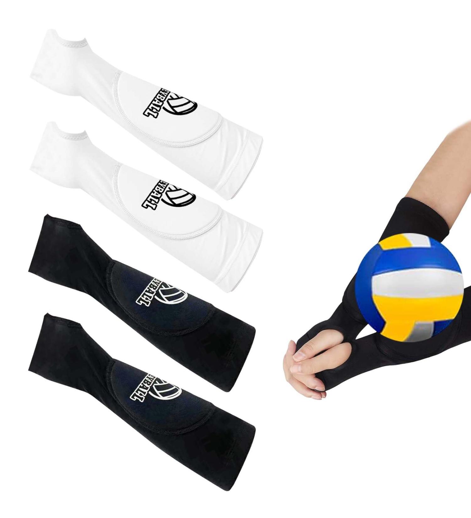 Volleyball Arm Protection Sleeves - 2 Pairs with Protective Pads & Thumb Hole for Men & Women | Forearm Training Accessories - Buy Online on GoSupps.com