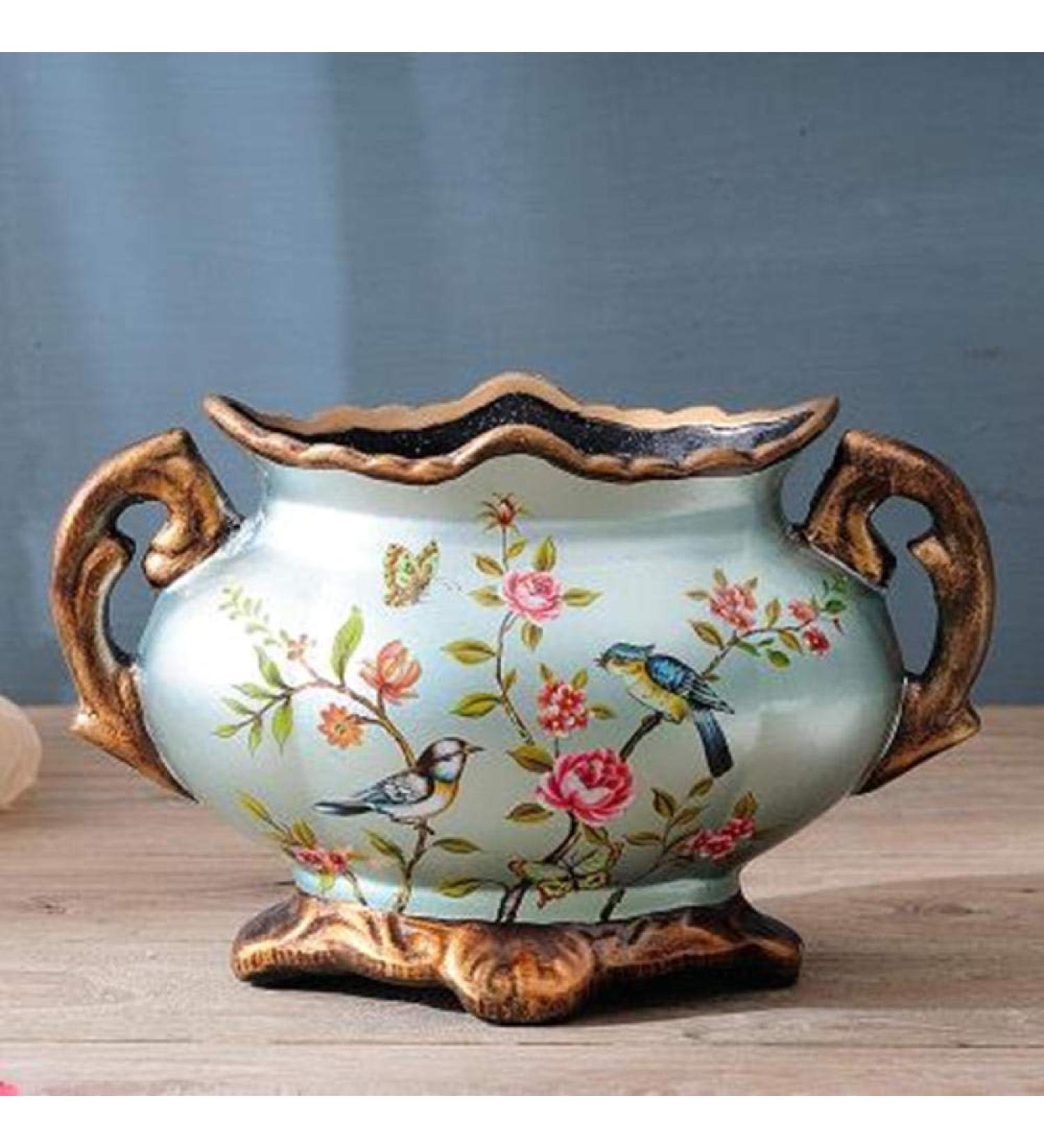 Sculptures Statues for Home Decor Sculptures Beautiful Ceramic Flower and Bird Vase Home Office Restaurant Desktop Decorations Wedding Decoration Supplies - Buy Online on GoSupps.com