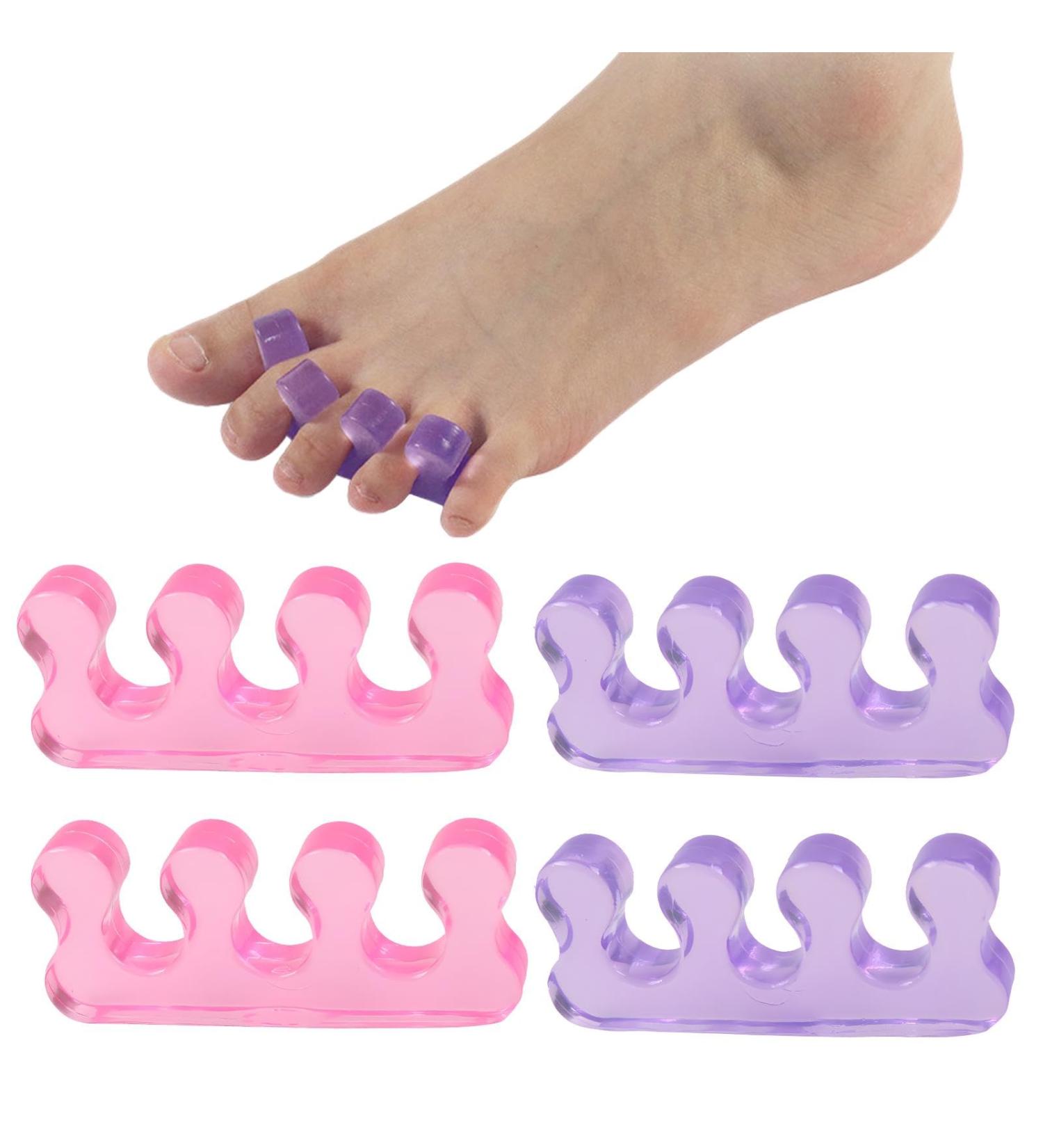 Movkzacv Silicone Toe Spreaders - 2 Pairs for Foot Care Nail Polish & Toe Correction - Pink & Purple - Buy Online on GoSupps.com