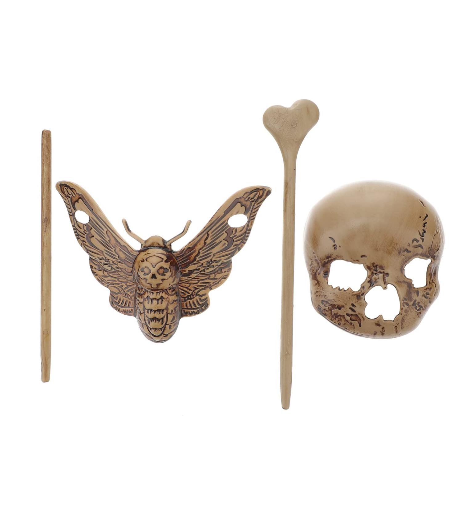 Lurrose Gothic Skull Hairpins - 2pcs Horror Skeleton Hair Fork Sticks for Women | Halloween Hair Accessory - Buy Online on GoSupps.com