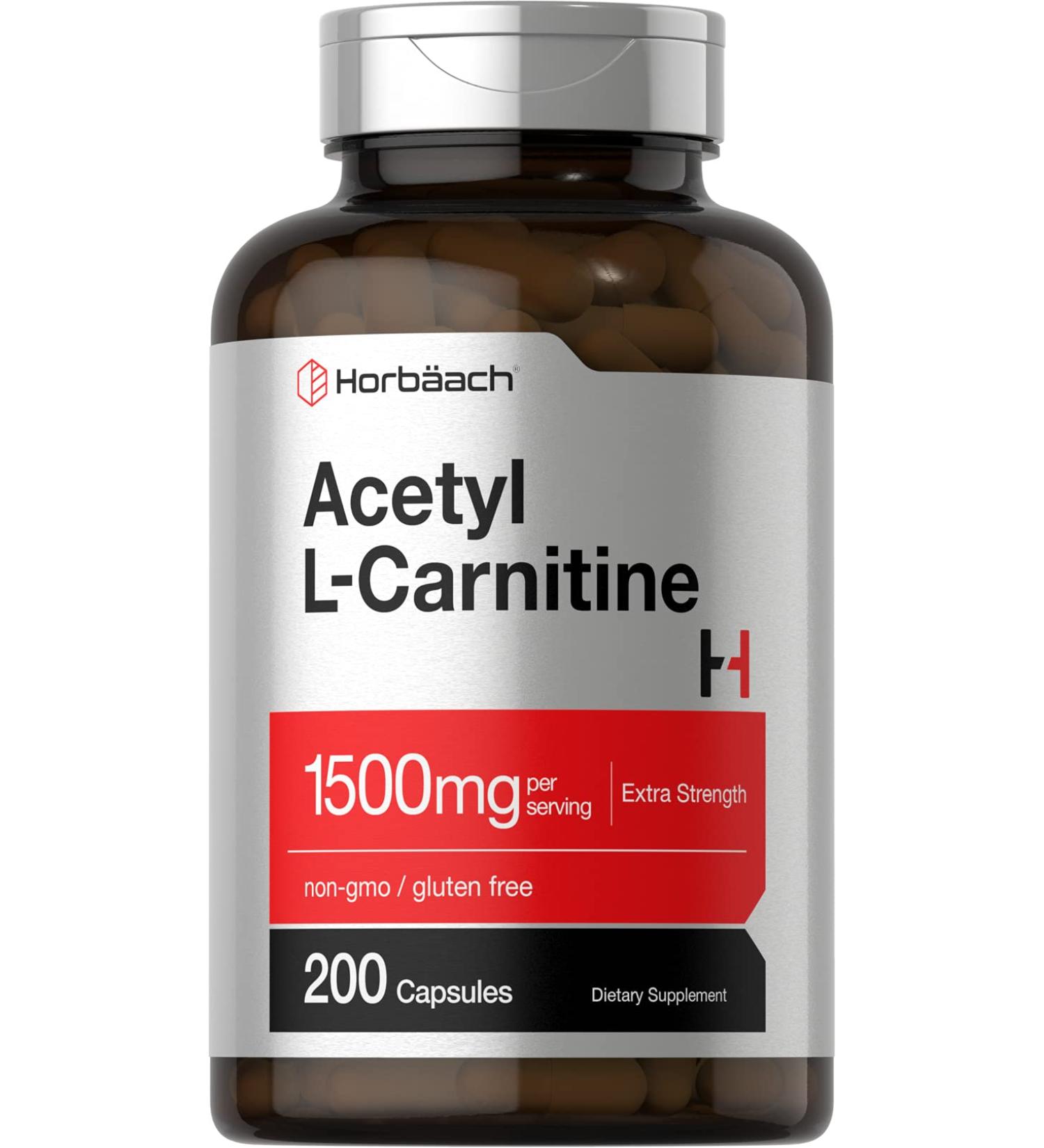 Acetyl L-Carnitine 1500mg 200 Capsules | Non-GMO & Gluten Free | Horbaach - Buy Online on GoSupps.com