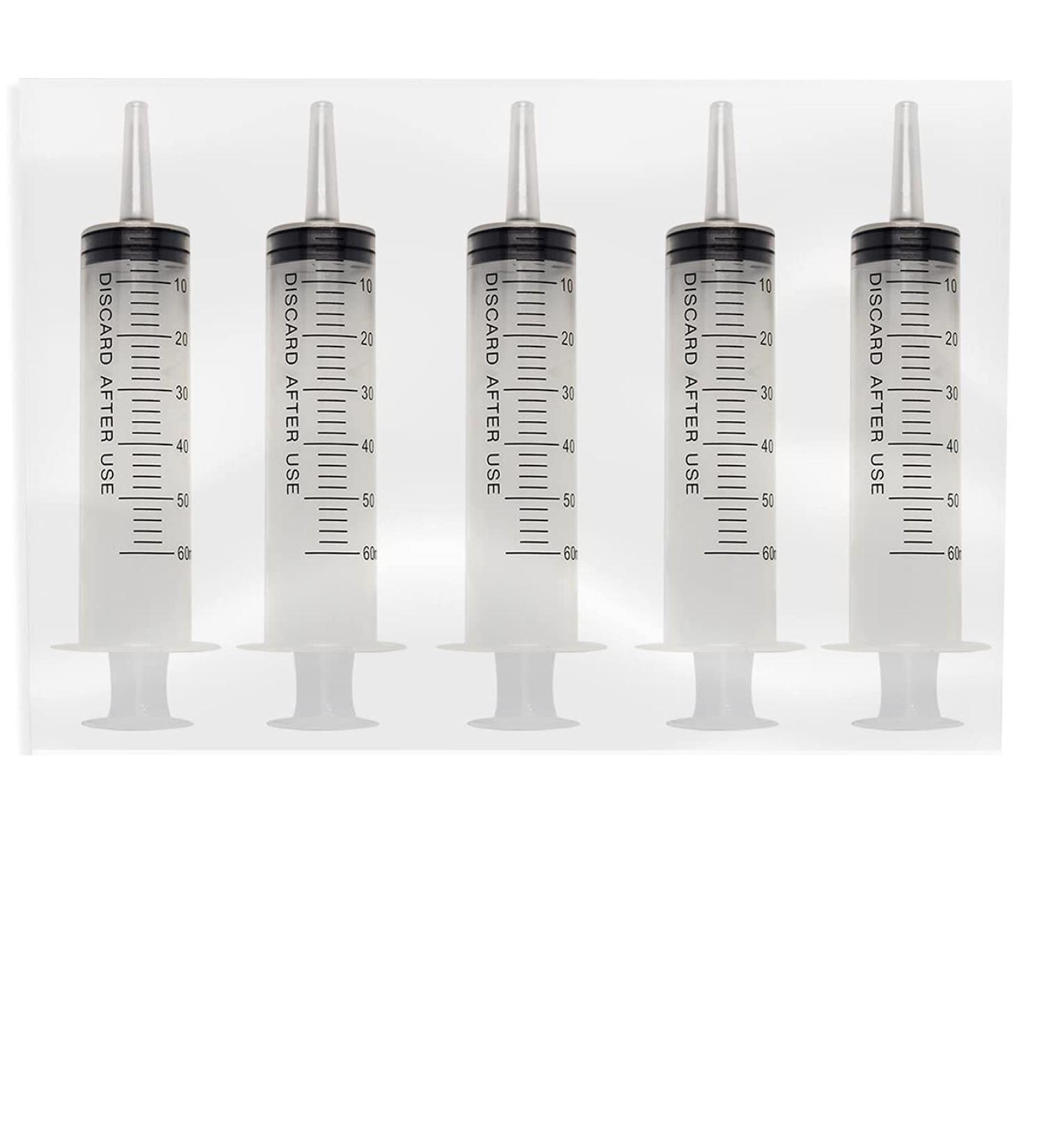 60ml Catheter Tip Syringe with Covers 5 Pack by Tilcare - Sterile Plastic Medicine Food Droppers for Children Pets or Adults Latex-Free Oral Medication Dispenser - Large Feeding Tube Syringes - Buy Online on GoSupps.com