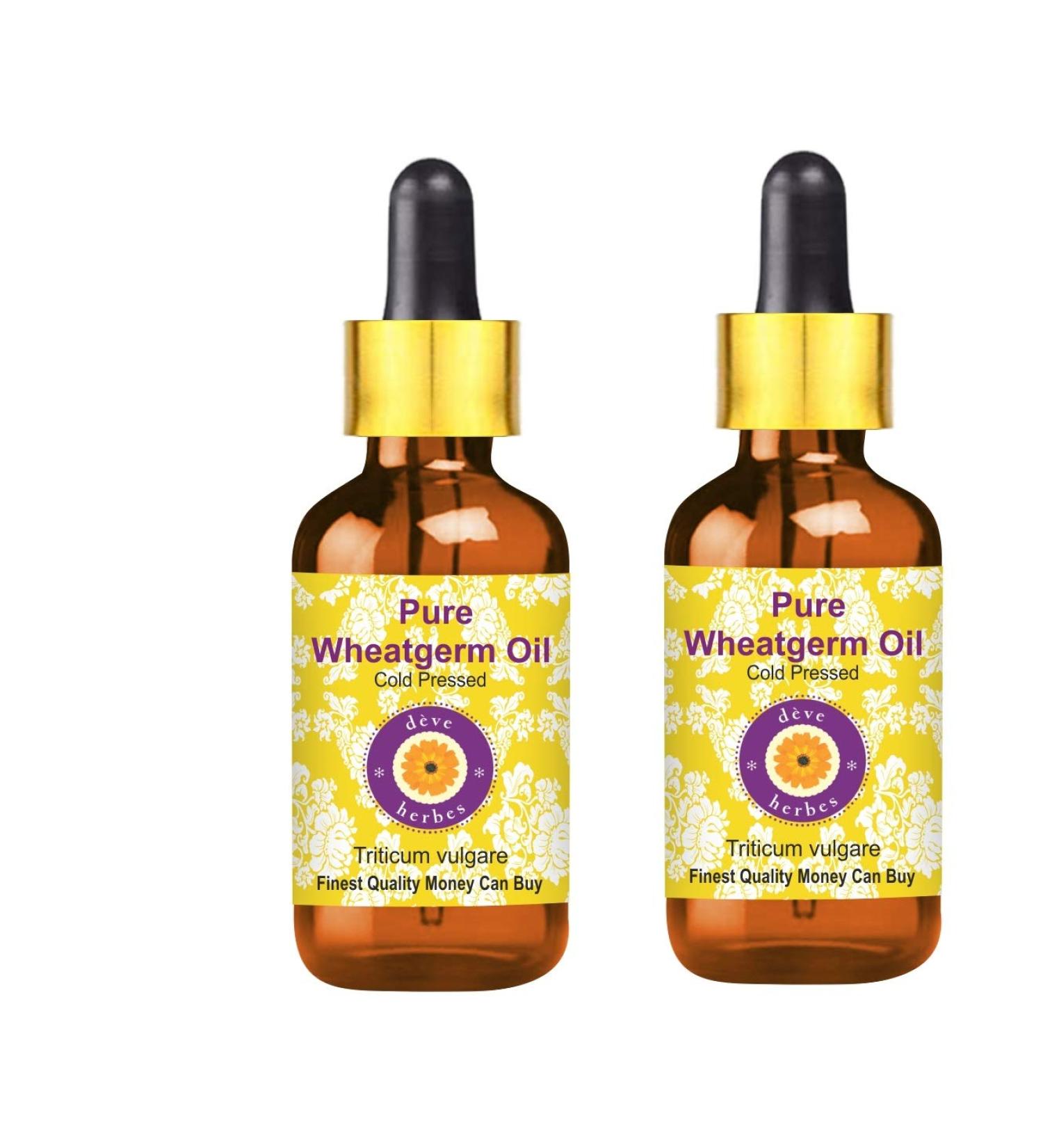 Dev Herbes Pure Wheat Germ Oil - Cold-Pressed Therapeutic Quality (Pack of 2 x 100ml) with Glass Dripper - Natural Wellness for Skin & Hair - Buy Online on GoSupps.com