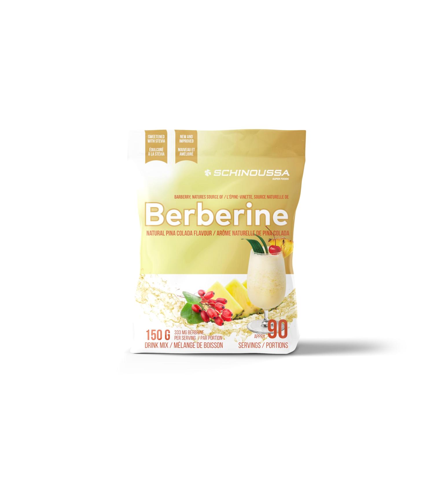 Schinoussa Berberine Pina Colada Mix 150g (30 Servings) | Supports Heart Health Regulates Sugar Metabolism | Vegan-Friendly Nutrient-Rich Beverage for Daily Health Support
