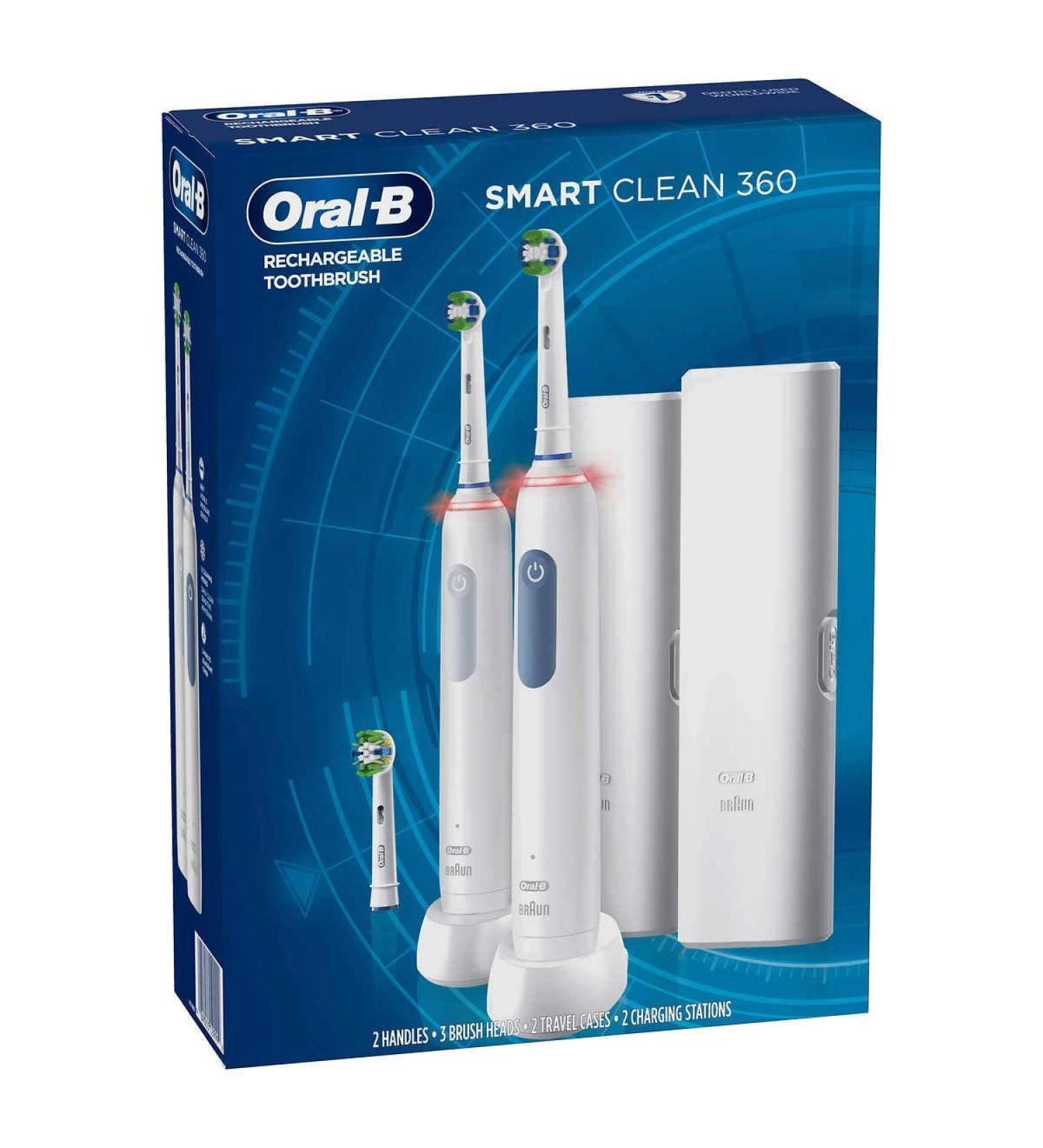 Oral-B Smart Clean 360 Rechargeable Toothbrushes 2 Pack - Best Electric Toothbrush Set - Buy Online on GoSupps.com