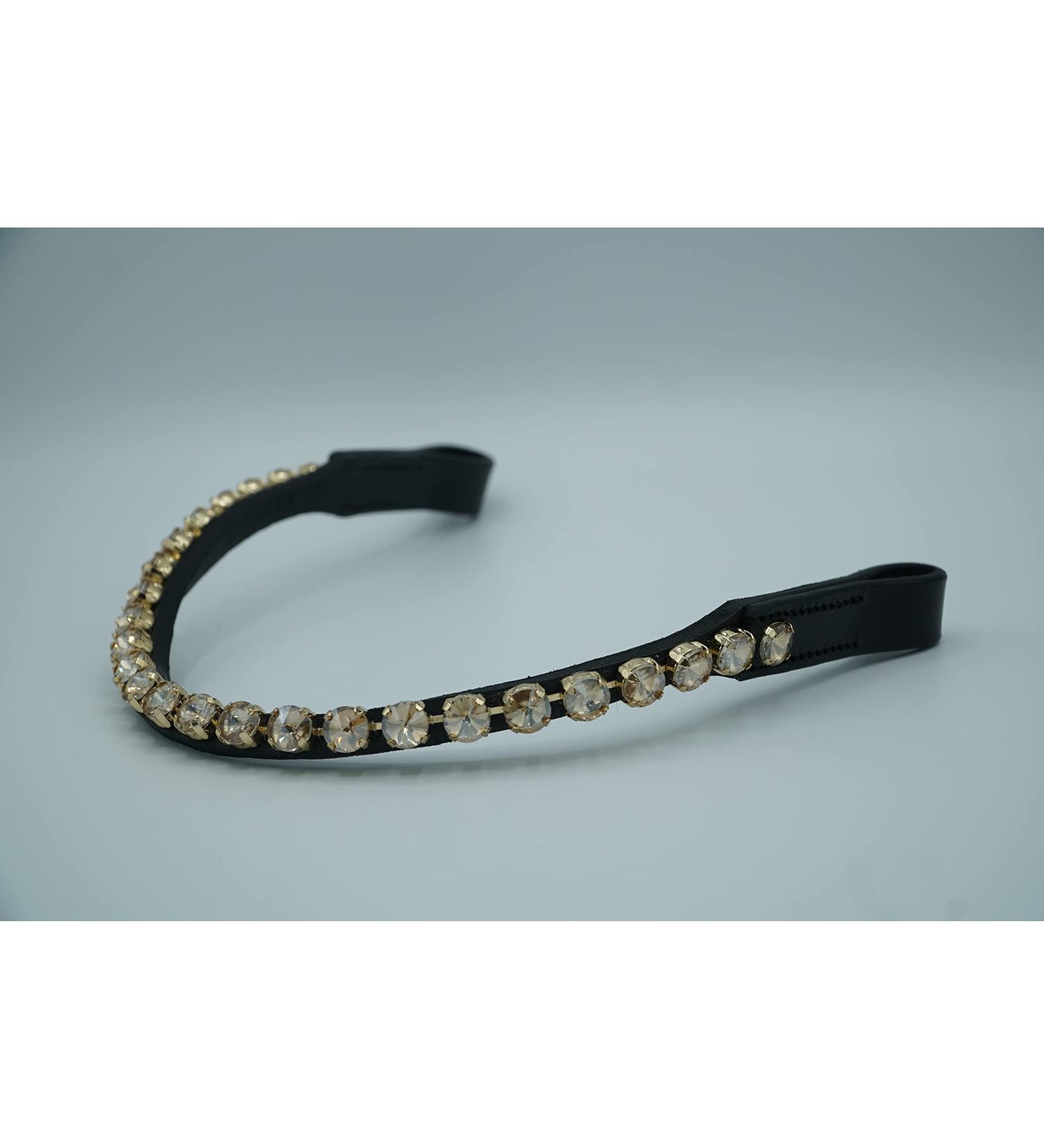 Generic browband with large stones Warmblood Thoroughbred (Warmblood 43 cm light gold) Warmblood 43 cm light gold
