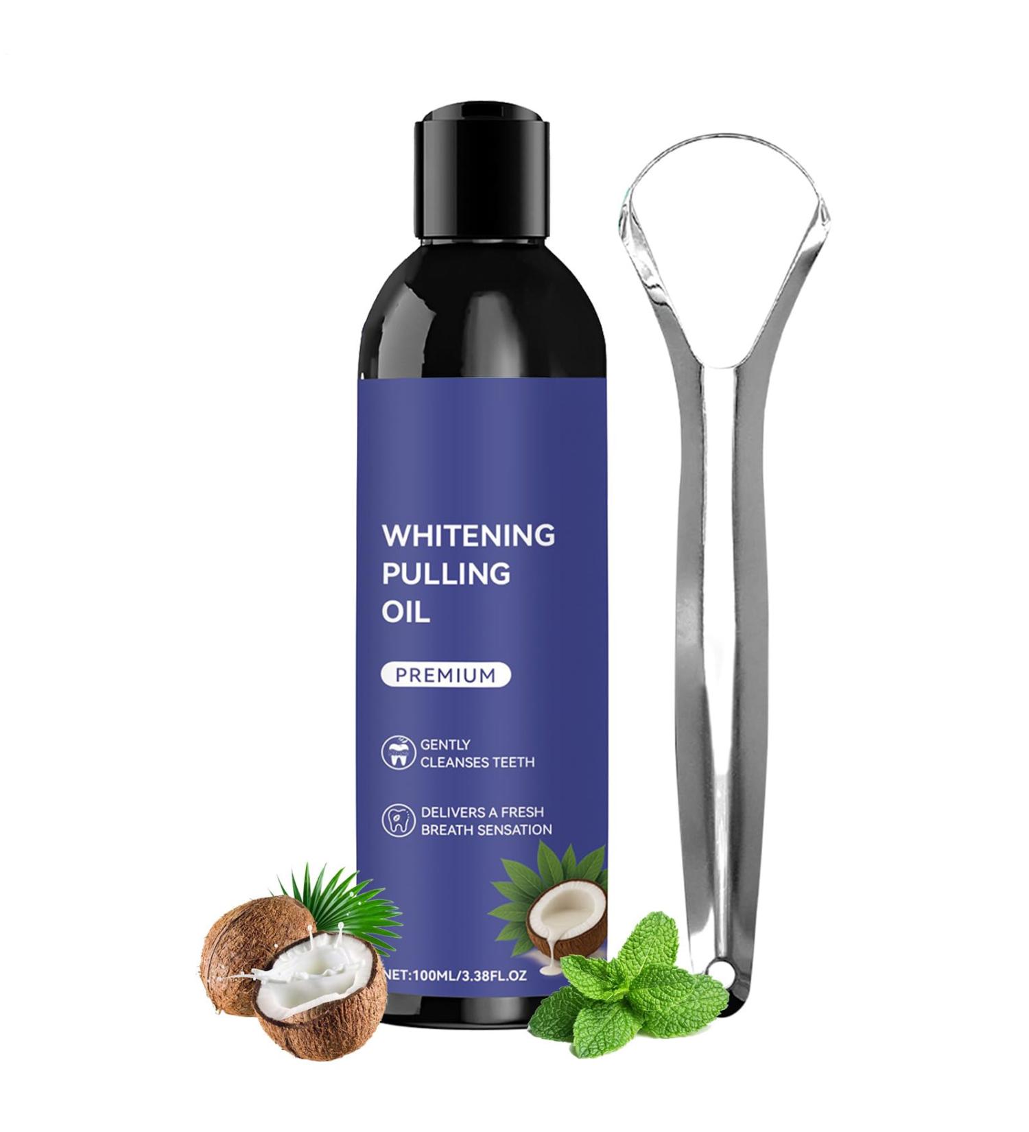 Oil Pulling Mouthwash 100ml with Tongue Scraper - Daily Use at Home and While Traveling | Home Travel Morning Evening Sleep - Buy Online on GoSupps.com