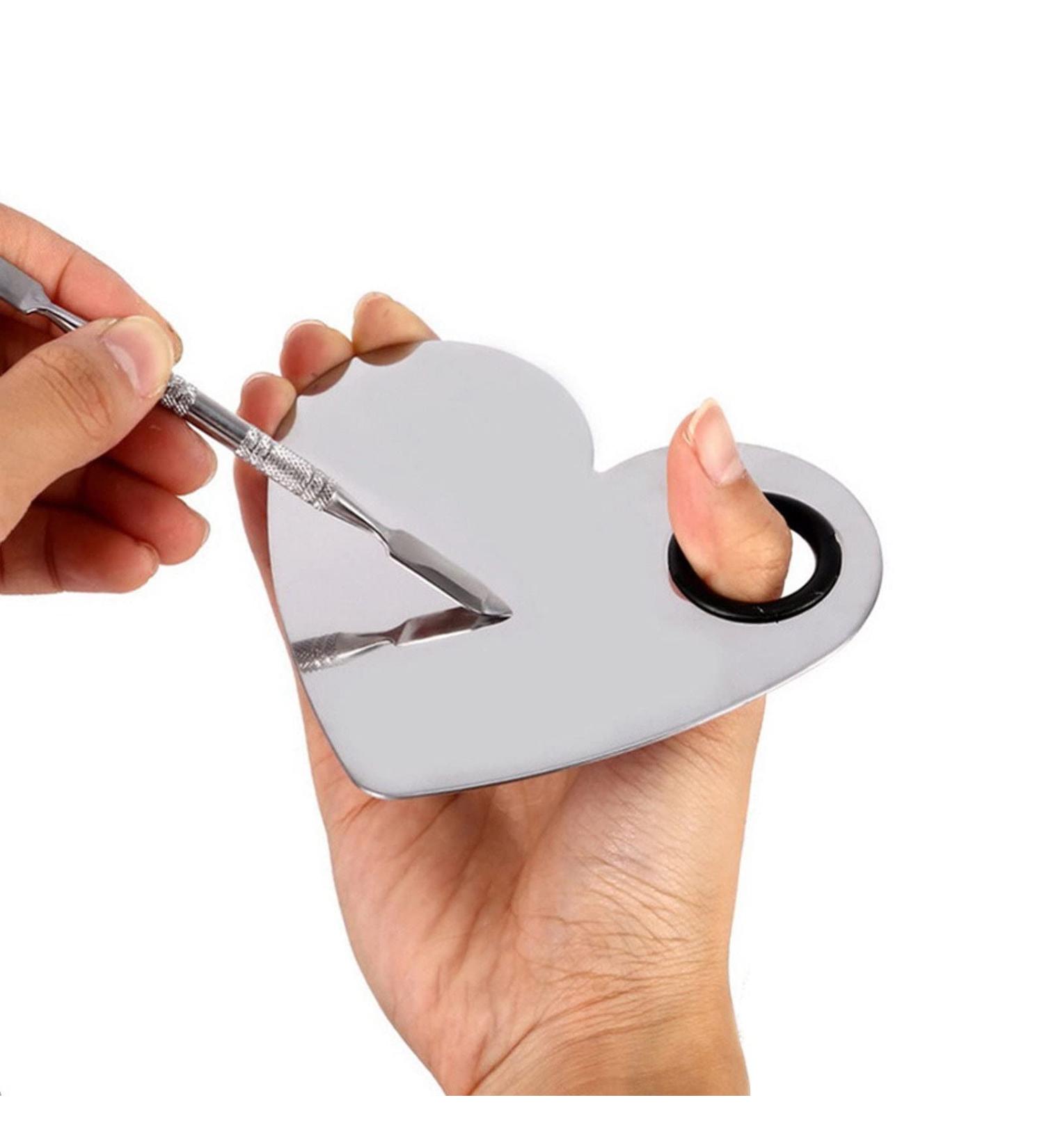 YNR Metal Palette Set / Makeup Beauty Salon Color Cream Foundation Mixing Tool Heart Shape