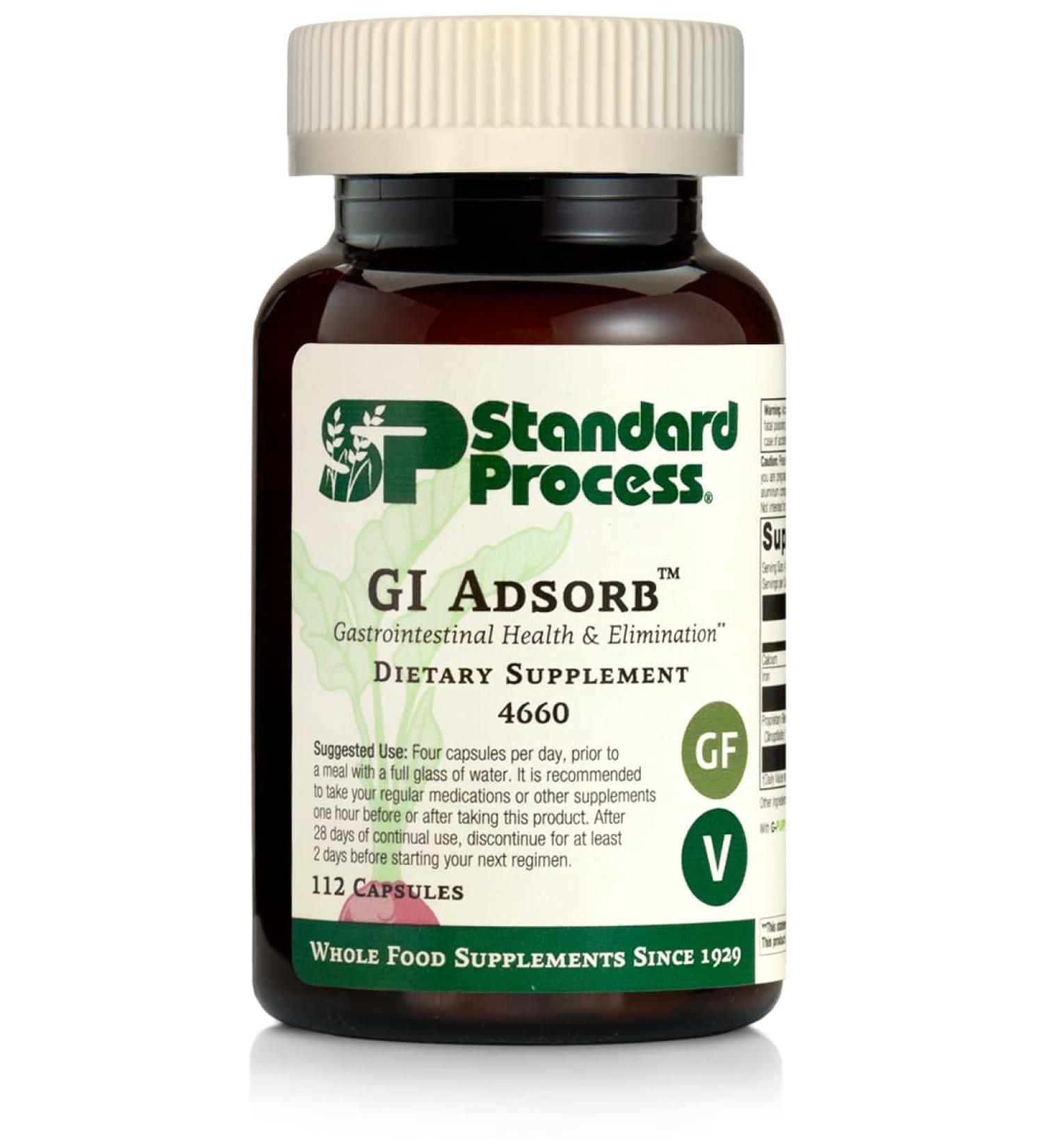 Standard Process GI Adsorb - Gastrointestinal Health & Elimination Dietary Supplement - Digestion System Support - Gluten-Free Non-Dairy & Non-Soy - 112 Capsules (28 Servings) - Buy Online on GoSupps.com